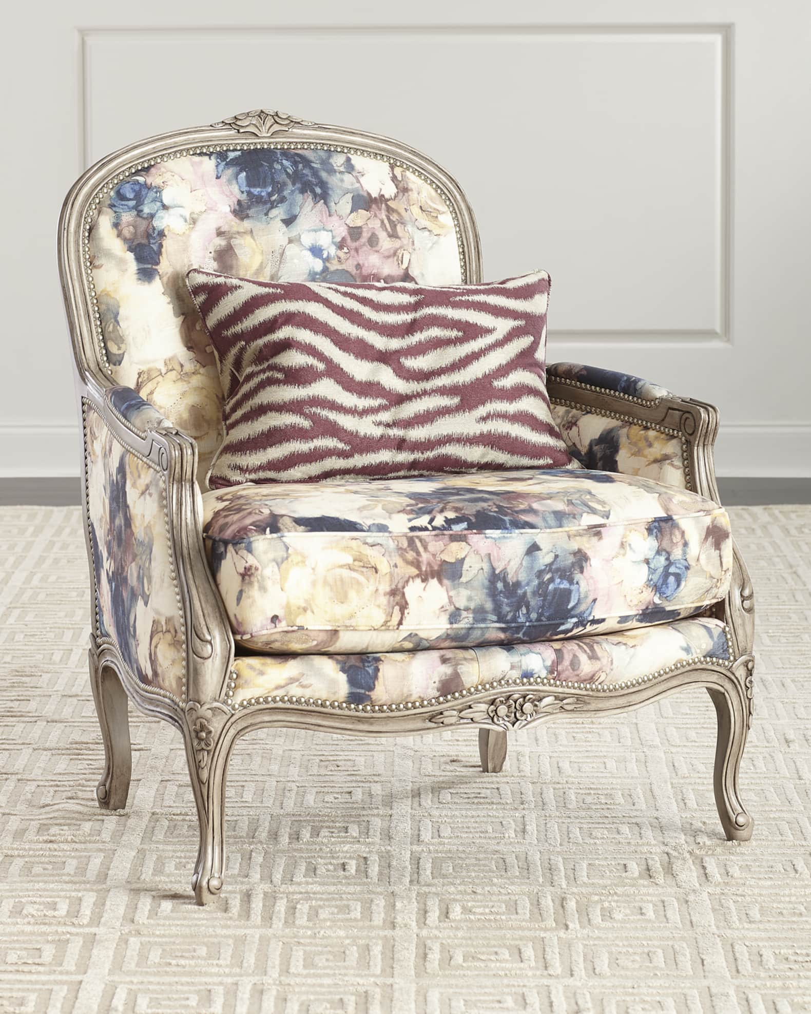 Massoud Windsor Floral Bergere Chair Neiman Marcus
