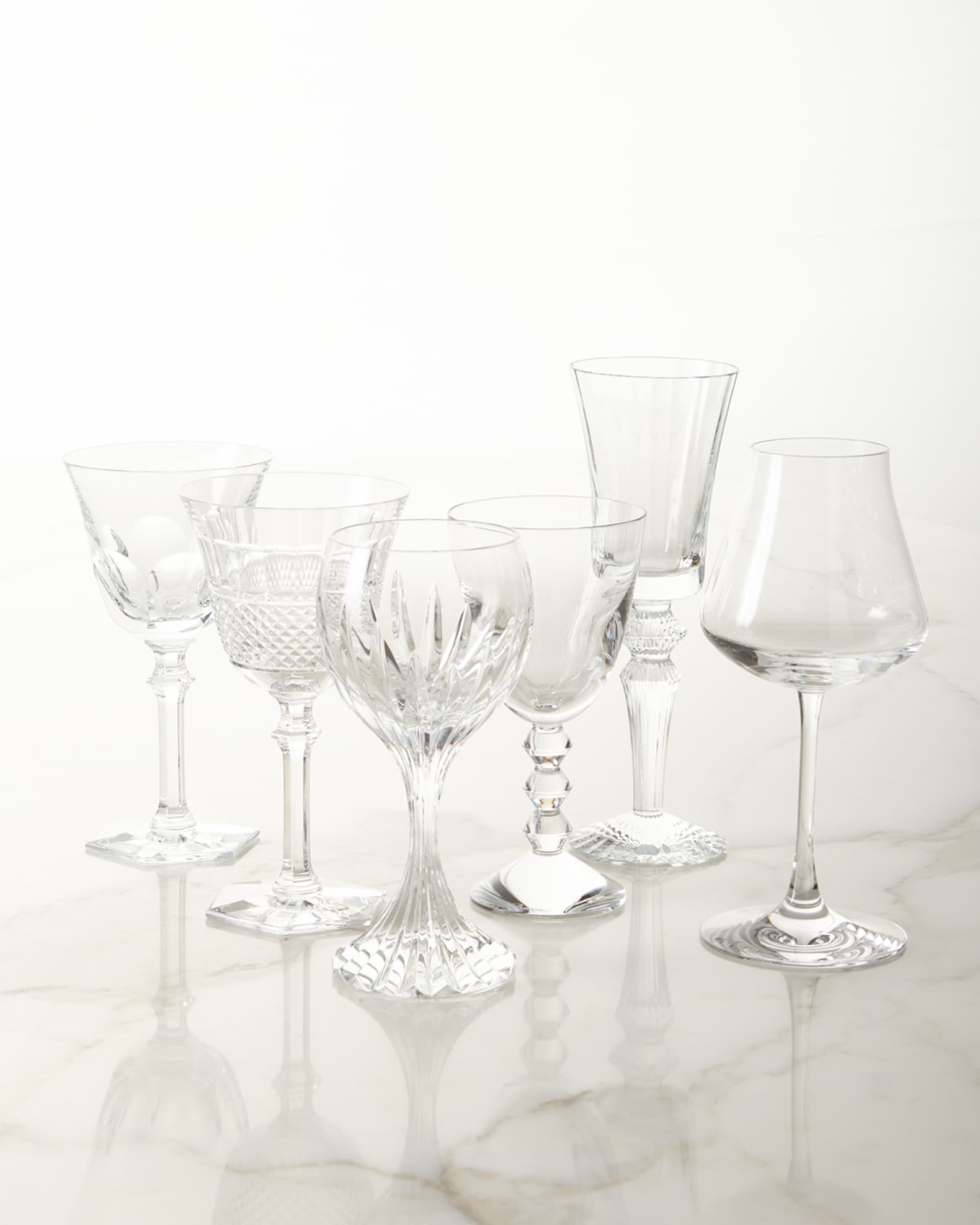 Square Cut Crystal Wine Glasses Set of 6