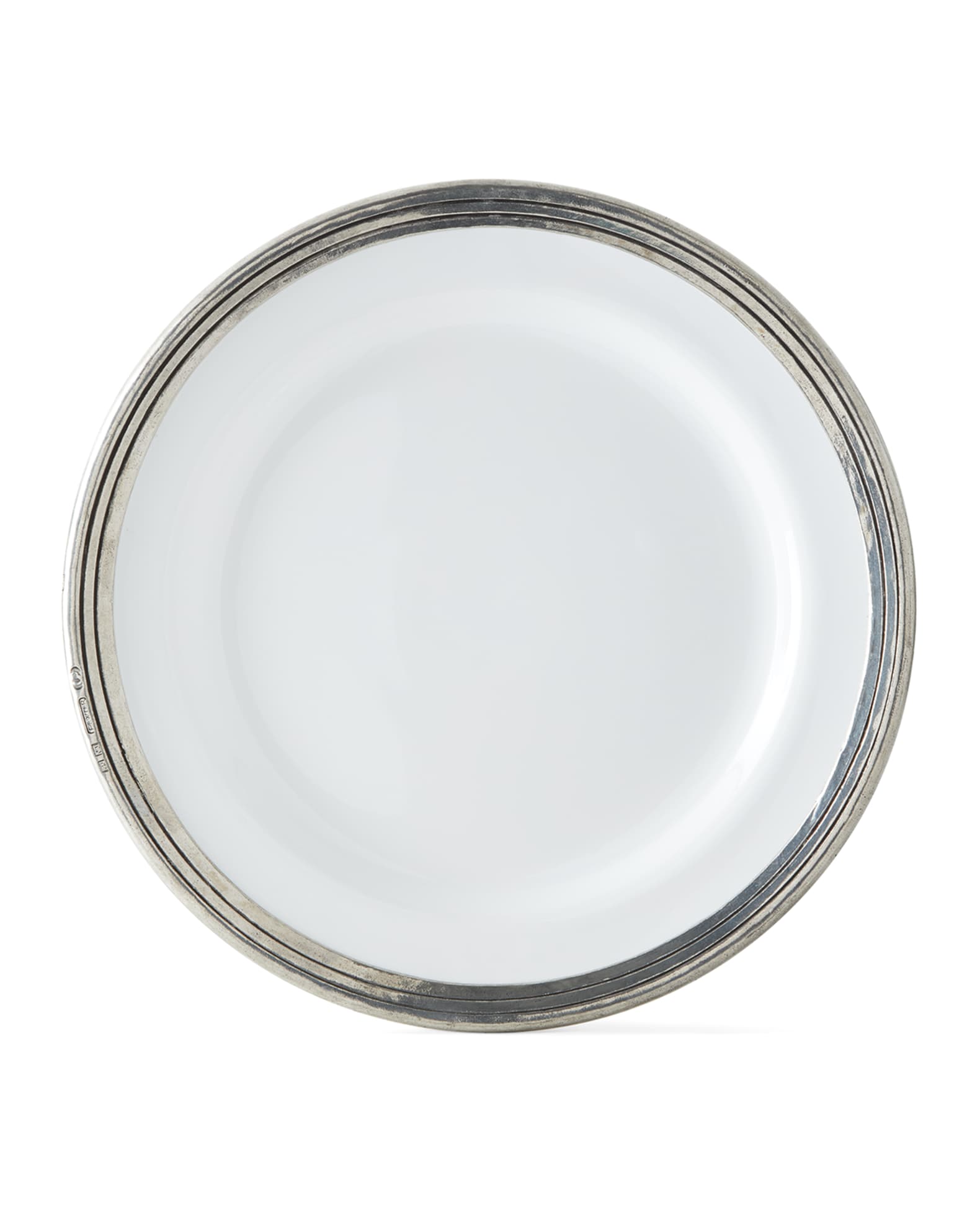 Pewter and Ceramic Dinner Plate 0