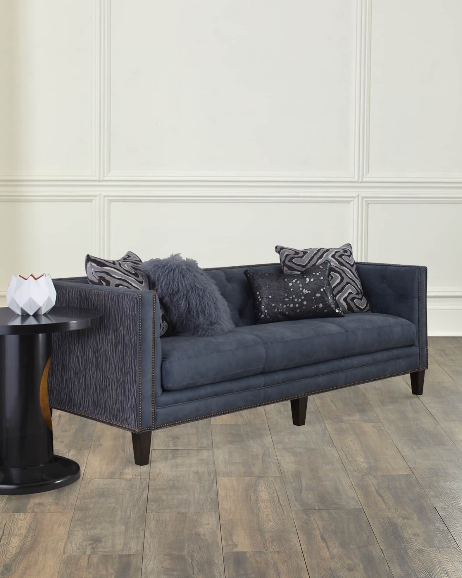 Jillian Tufted Leather Sofa 90" 0