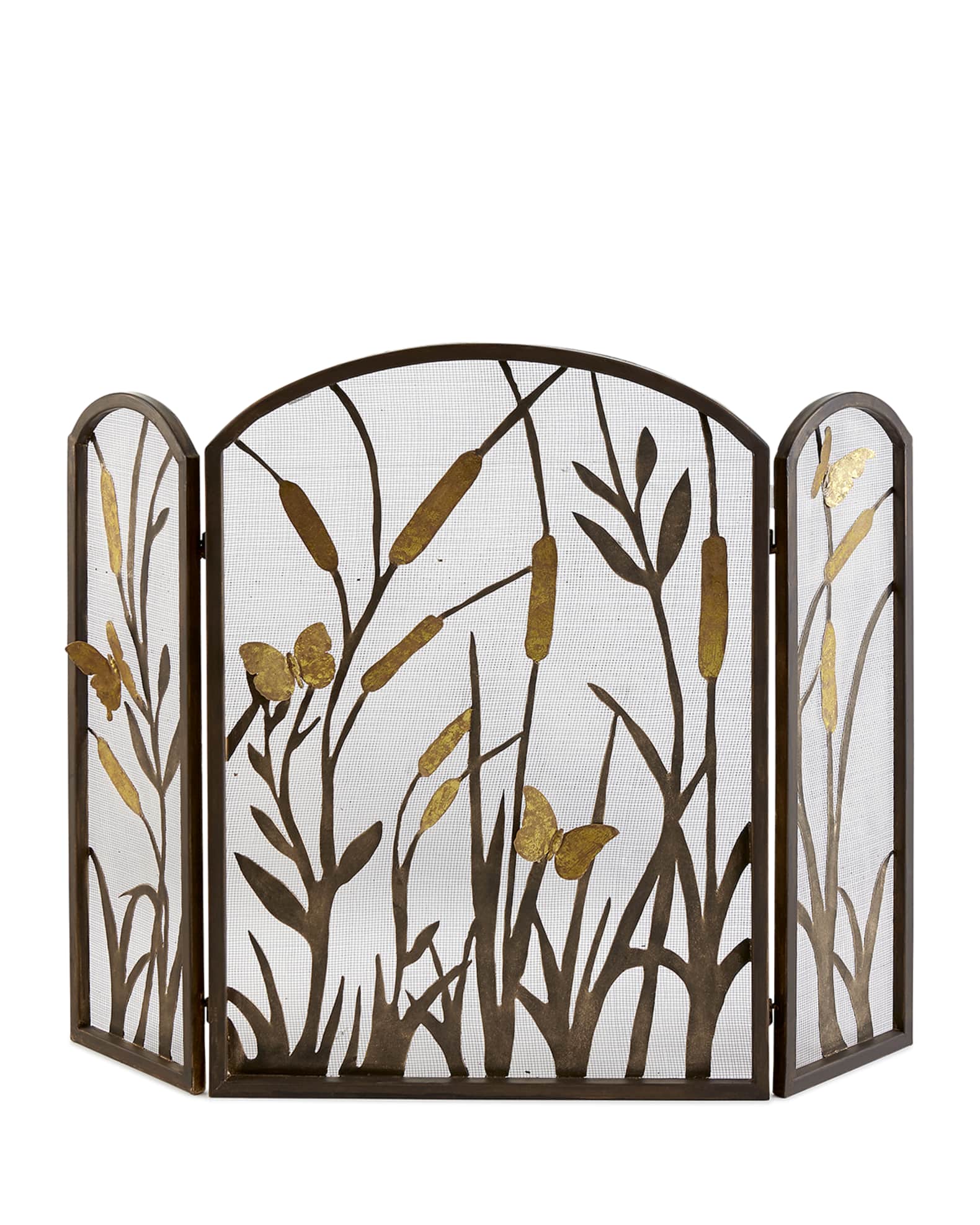 Butterfly & Cattail Fireplace Screen 1