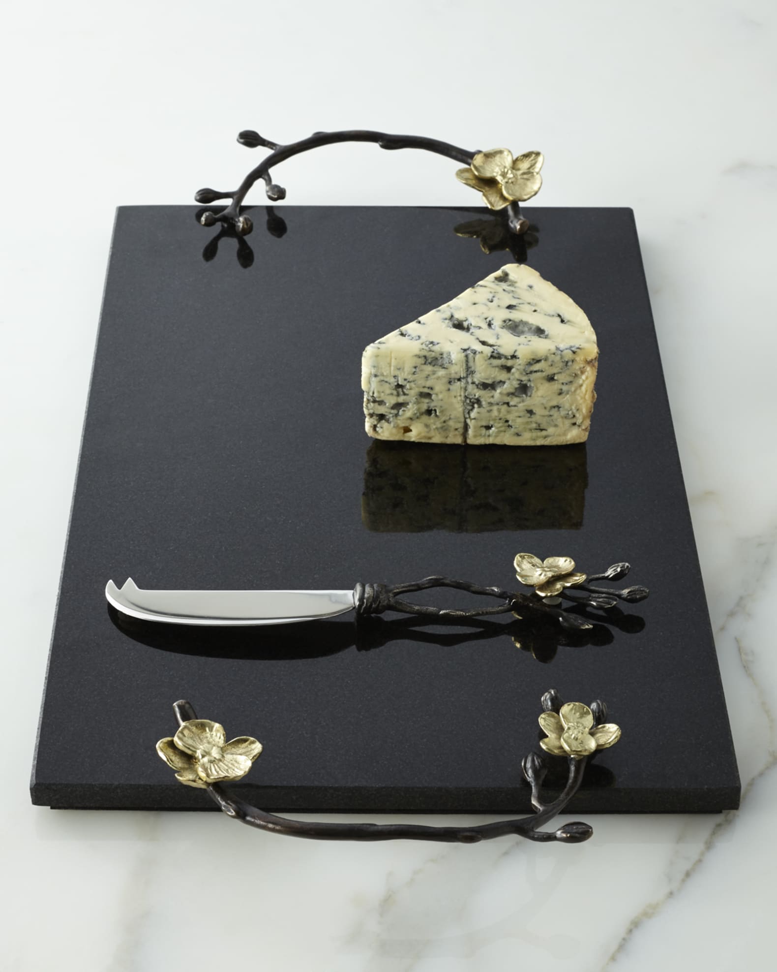 Gold Orchid Cheese Board & Knife 0