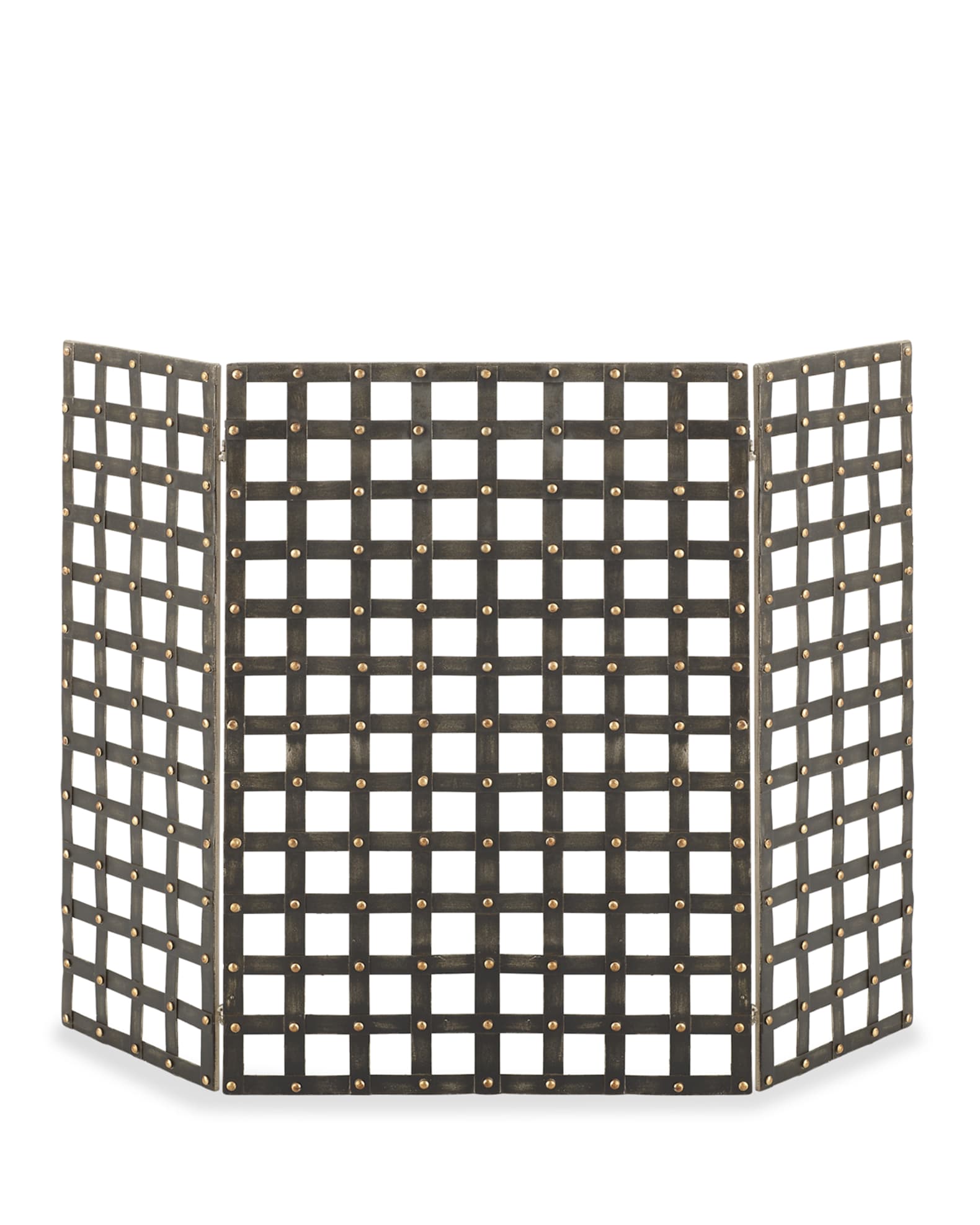 Woven Iron Nailhead Fireplace Screen Neiman Marcus
