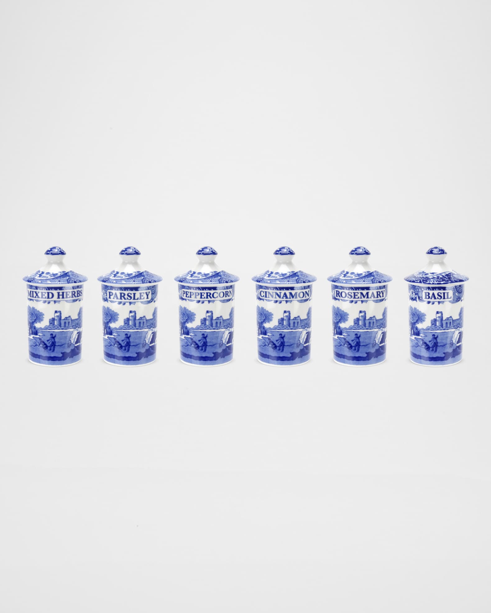 Blue Italian Spice Jars, Set of 6 0
