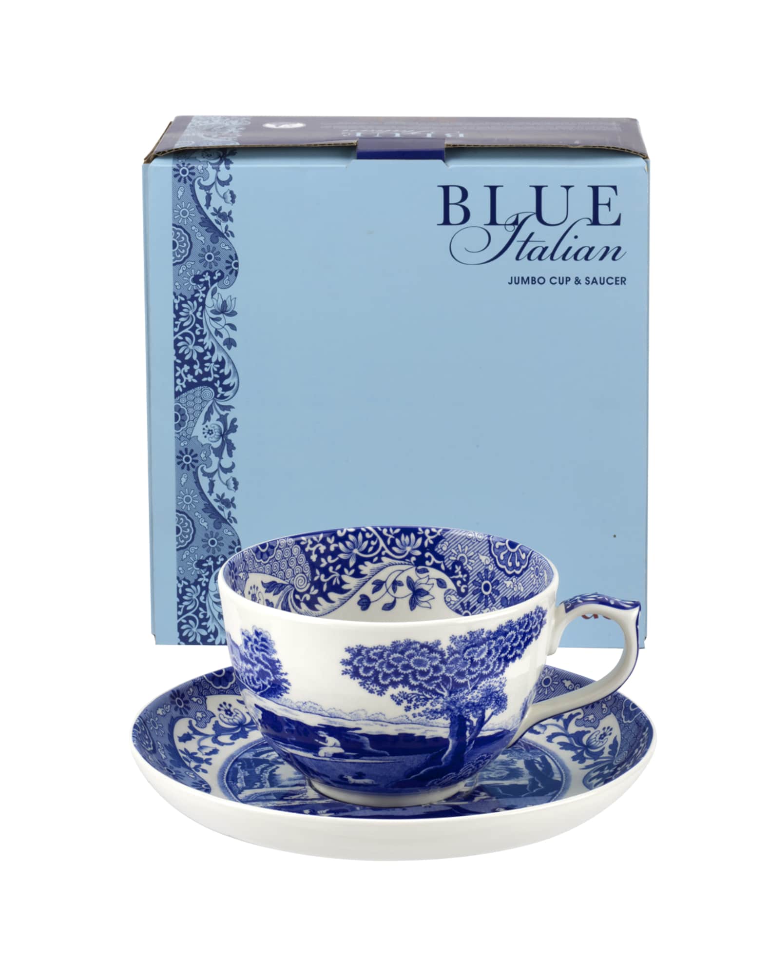 Spode Blue Italian Jumbo Cup and Saucer Neiman Marcus