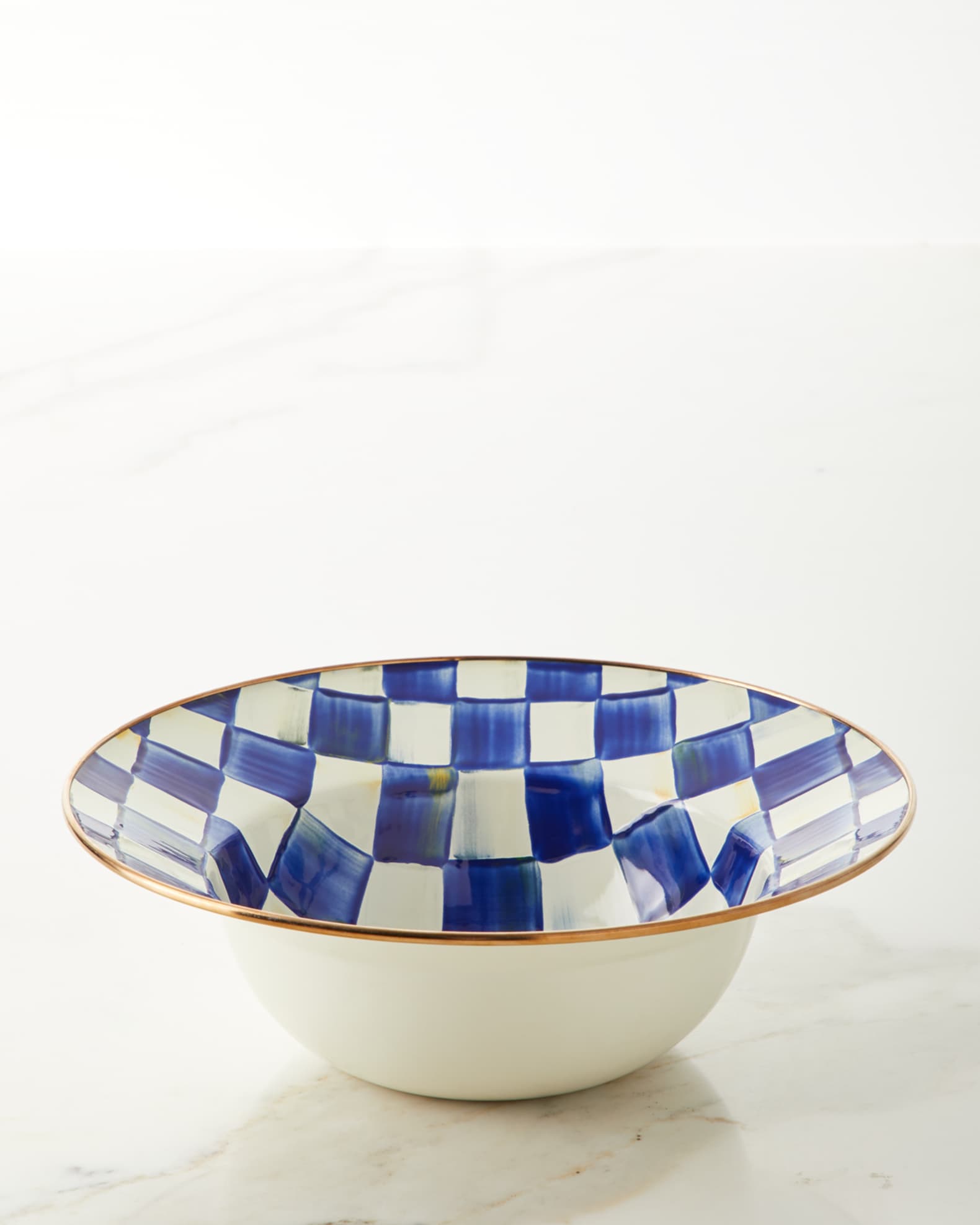 Mackenzie-Childs Royal Check Plateau rond en émail pour