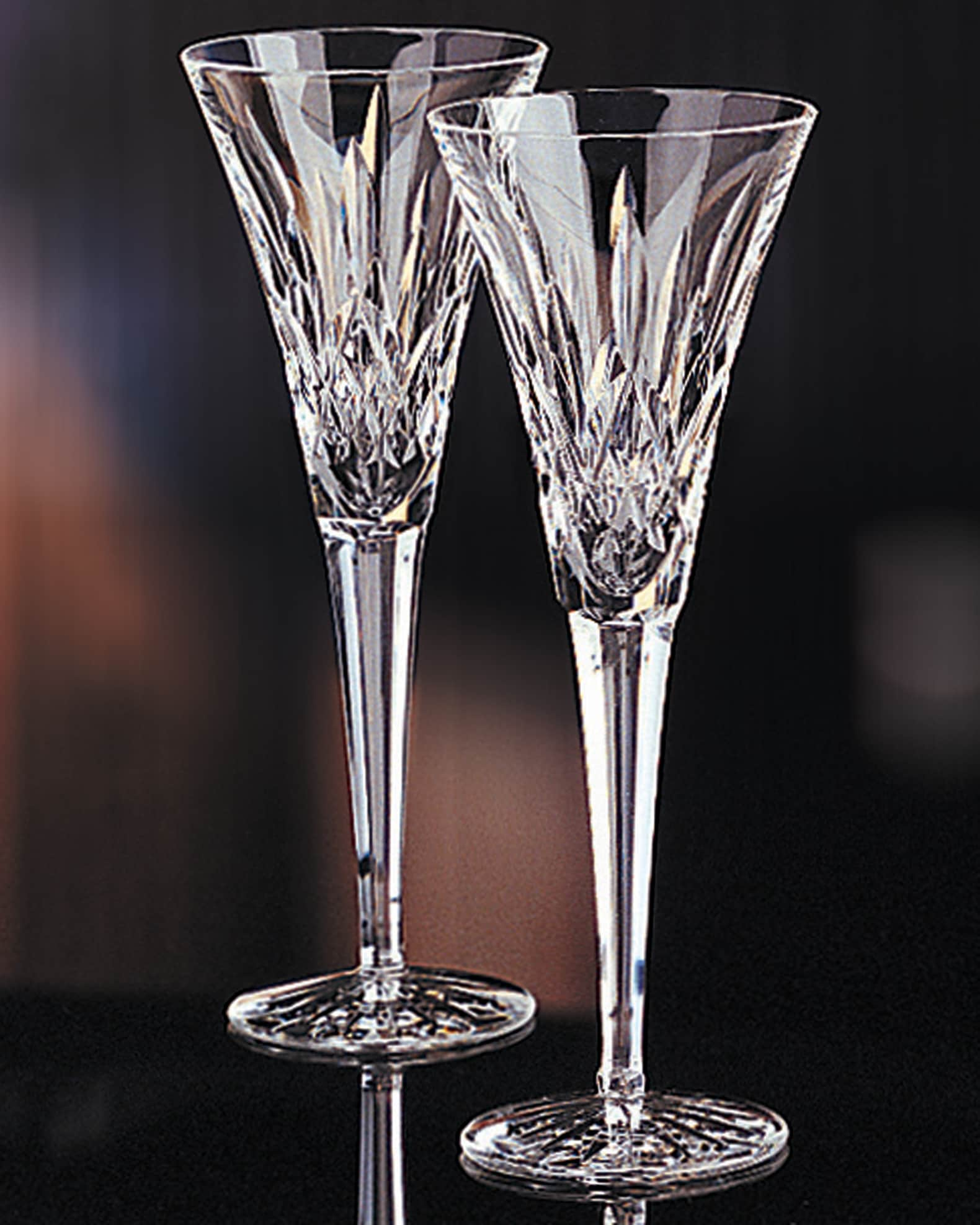 Waterford Crystal Toasting Champagne Flutes Heirloom Wedding Hearts glasses  - 2