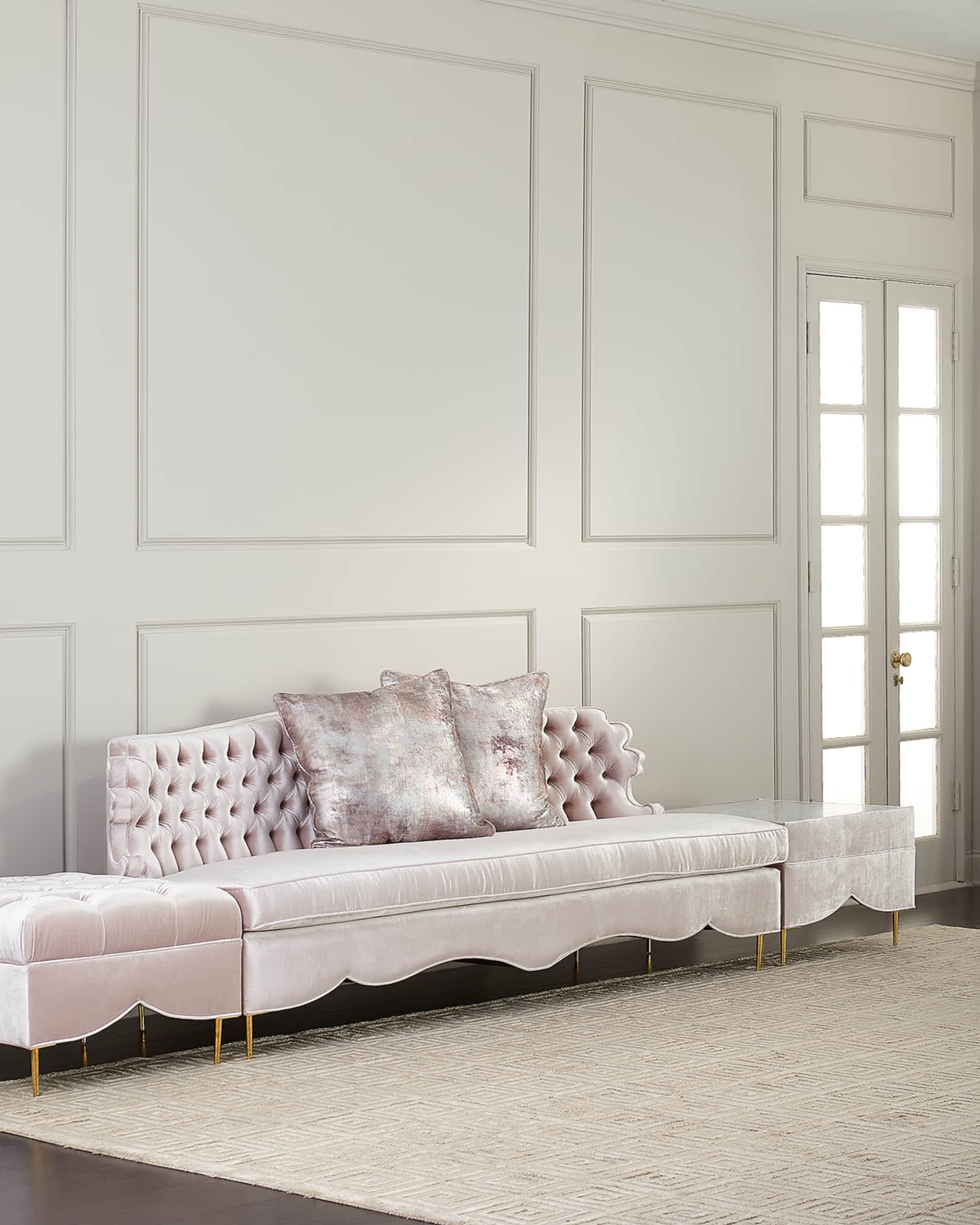 Valentina Sofa, Ottoman, and Marble-Top Side Table 0