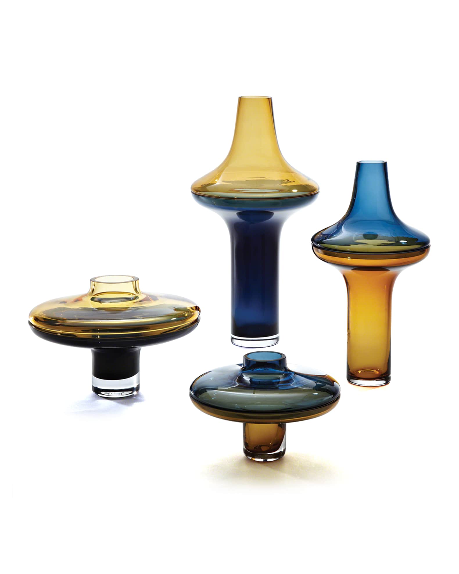 Large Tall Amber Over Cobalt Vase 1