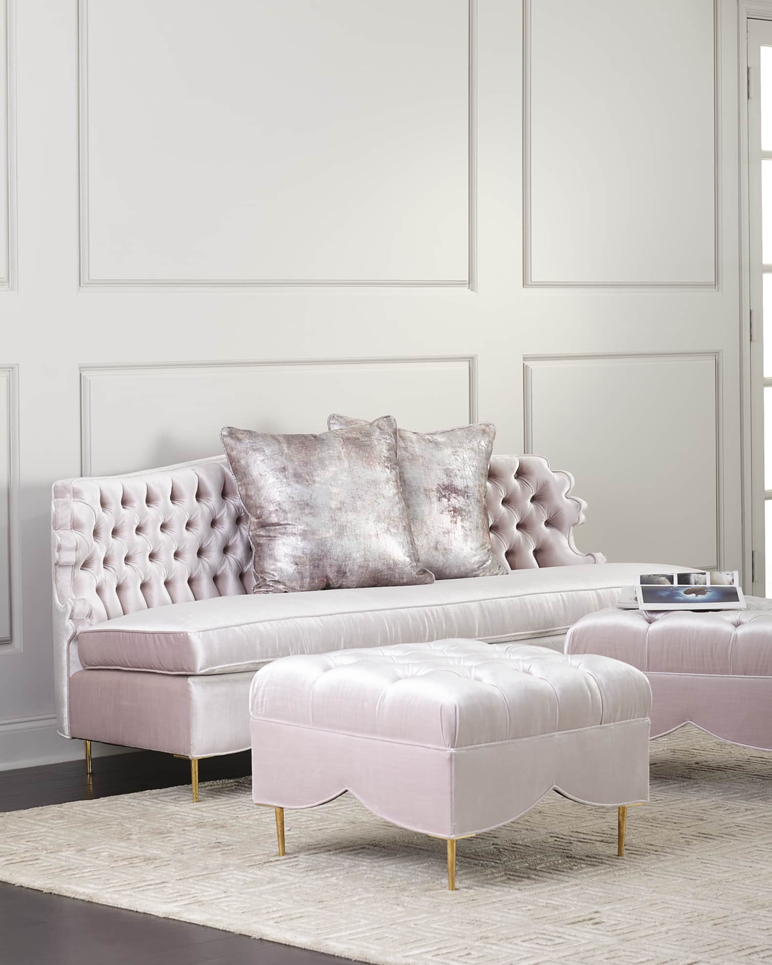 Valentina Sofa, 83" and Two Tufted Ottomans 1