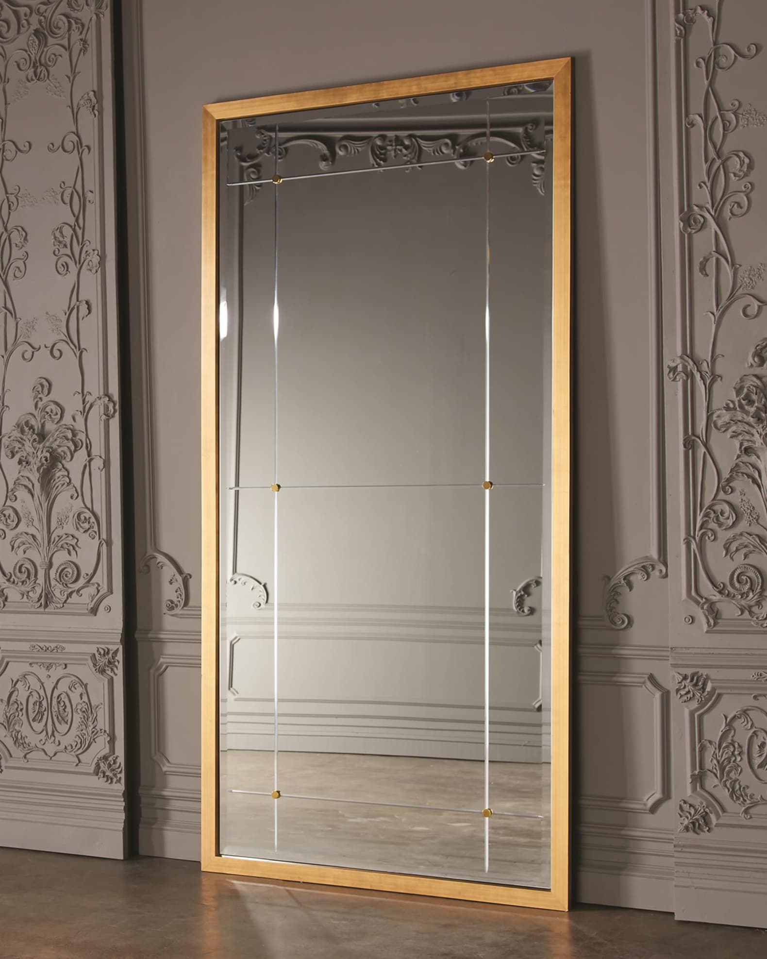 Beaumont Gold Leaf Floor Mirror 0