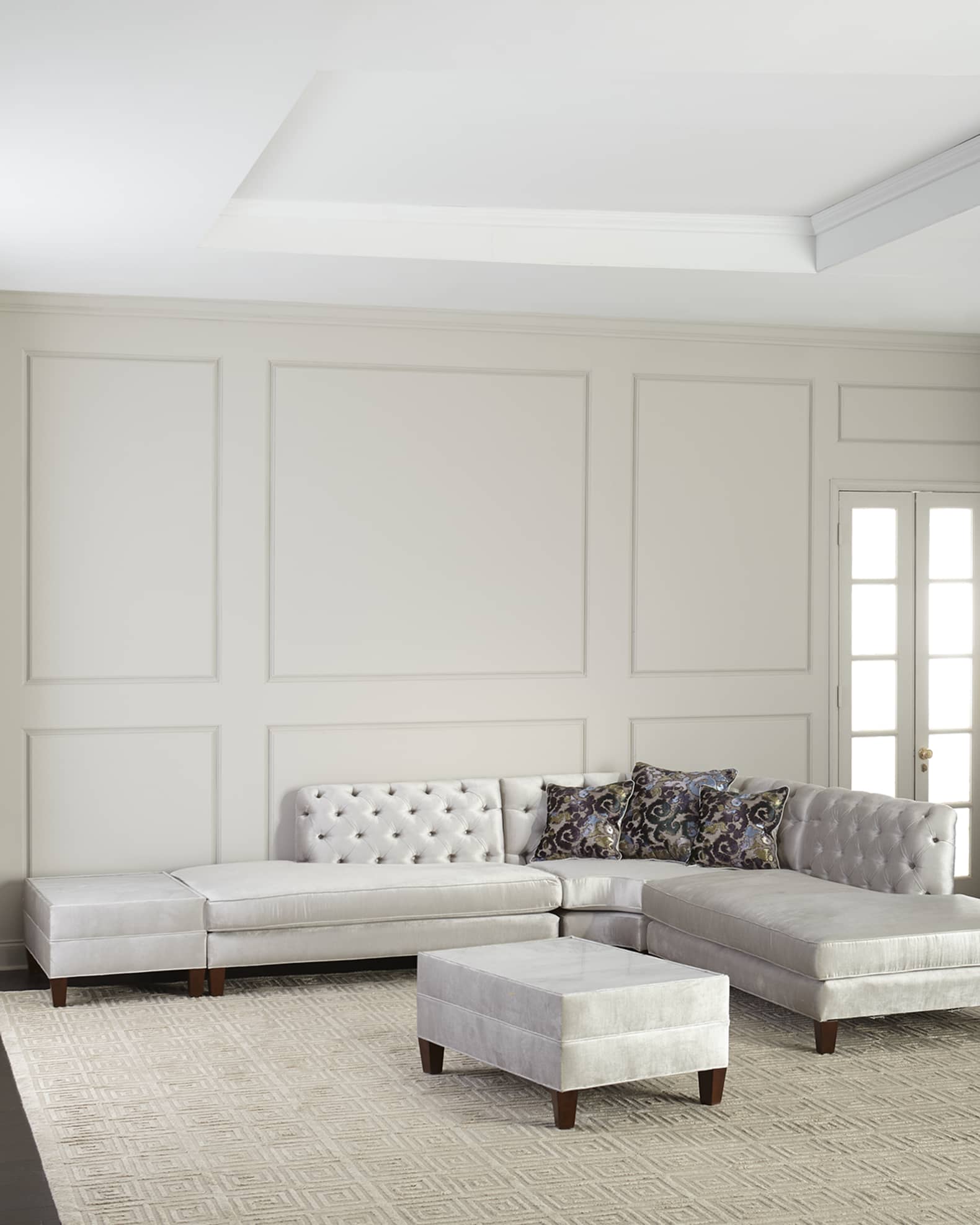 Nina Sectional w/ Two Marble Side Tables 1