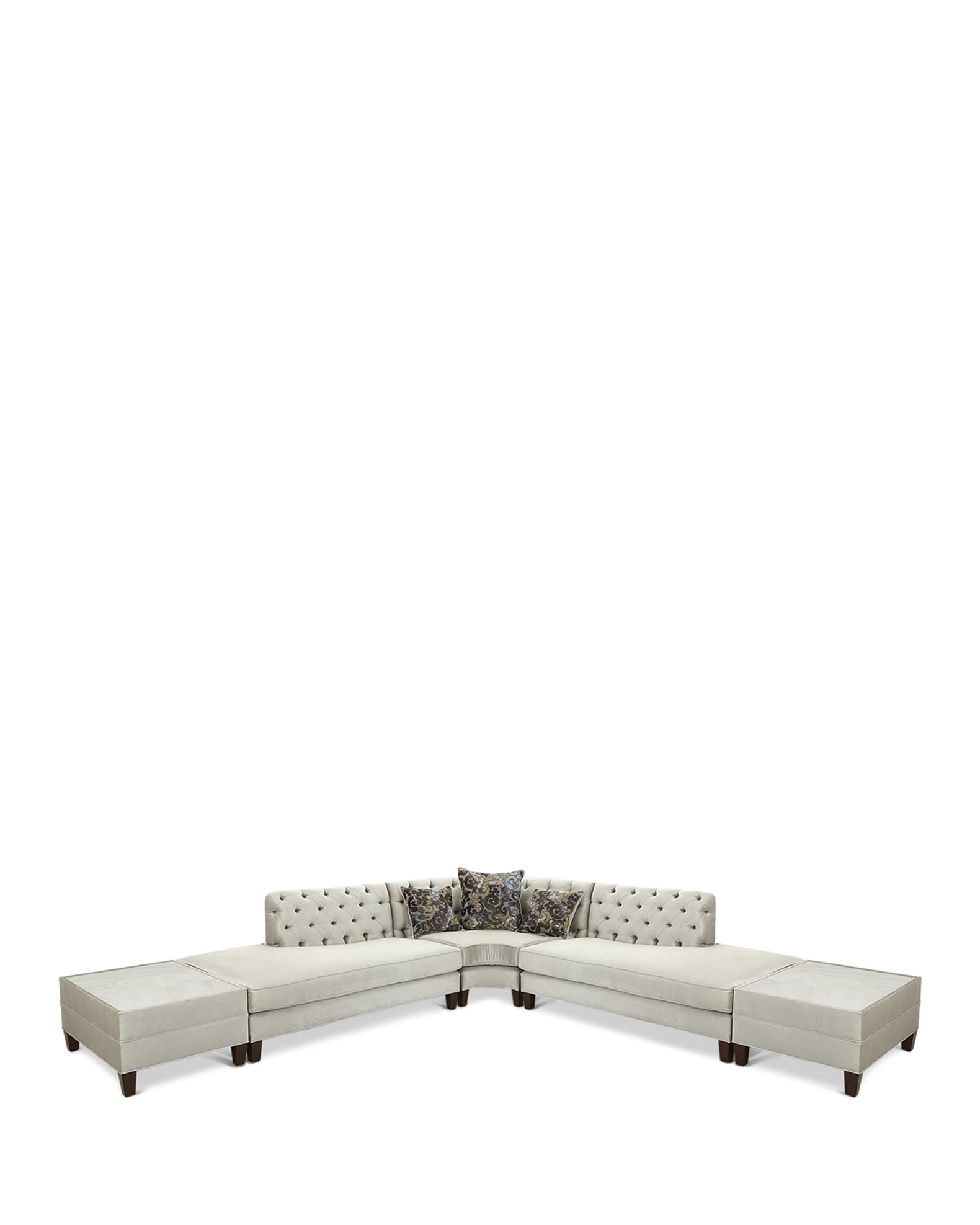 Nina Sectional w/ Two Marble Side Tables 0