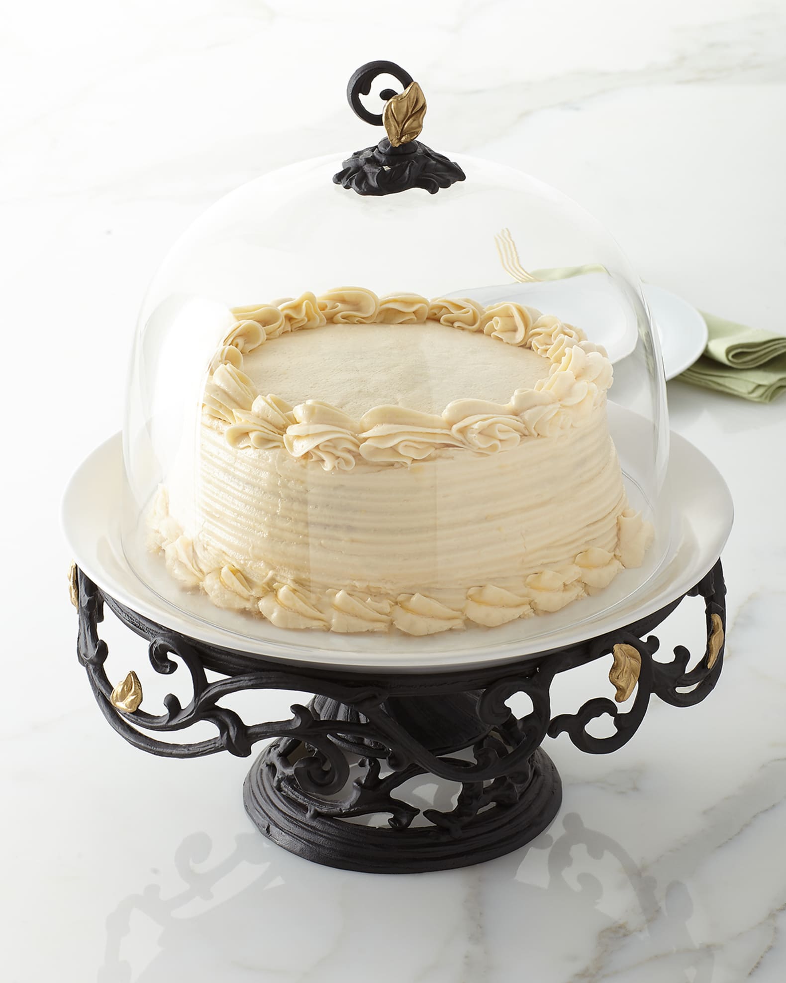 Metal Gold Leaf Cake Pedestal 0