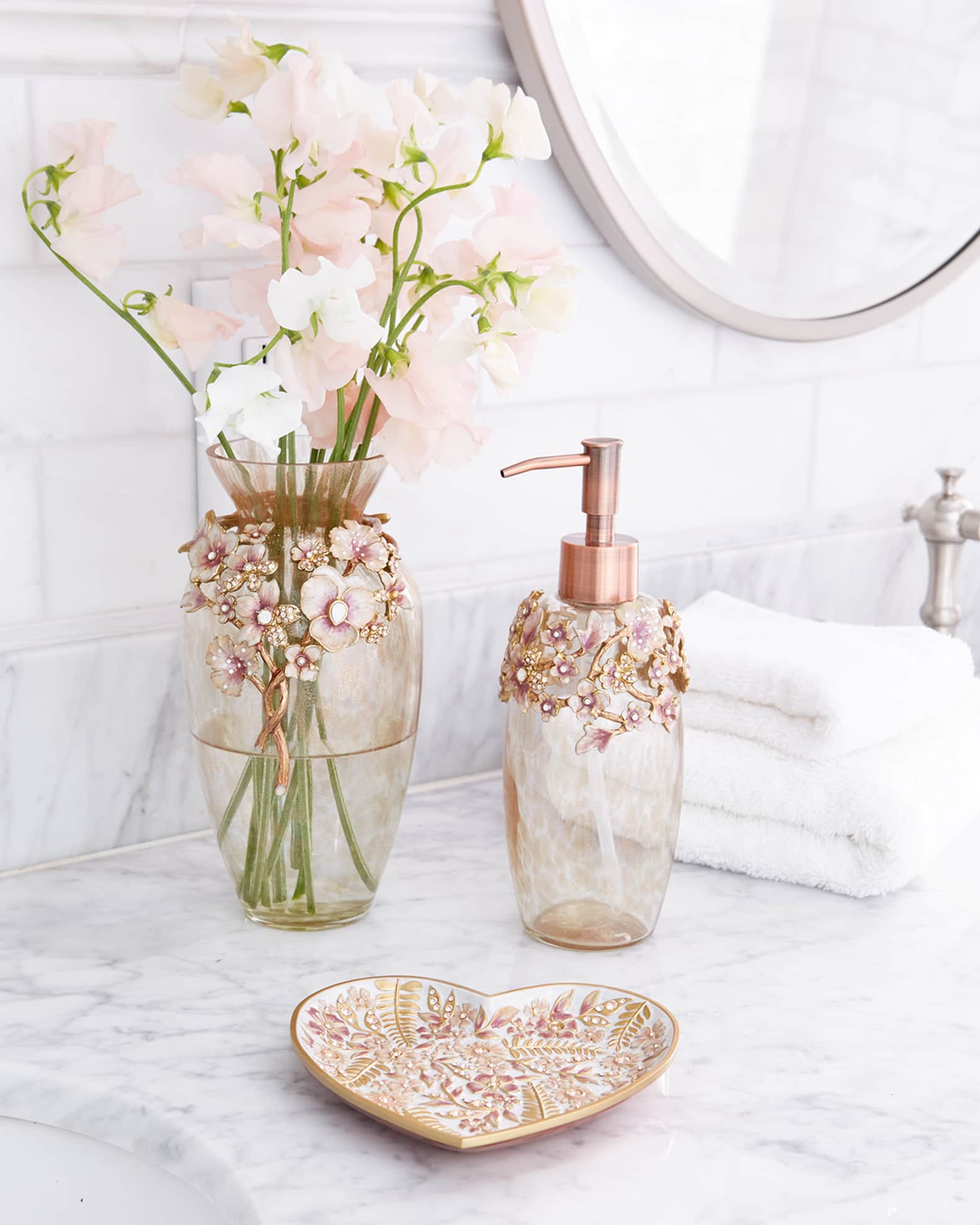 Boudoir Floral Heart Trinket Tray 1