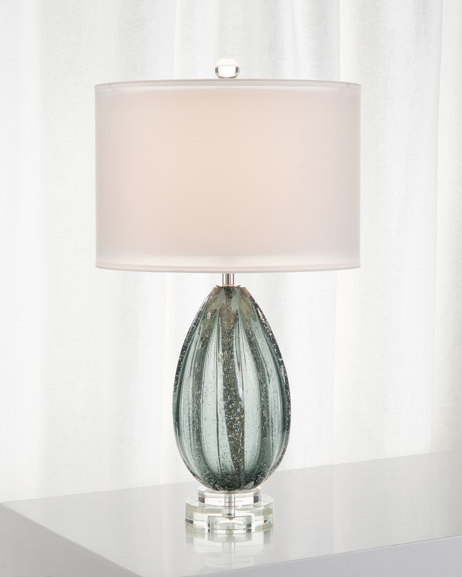 JohnRichard Collection Rainstorm Blue Glass Table Lamp Neiman Marcus