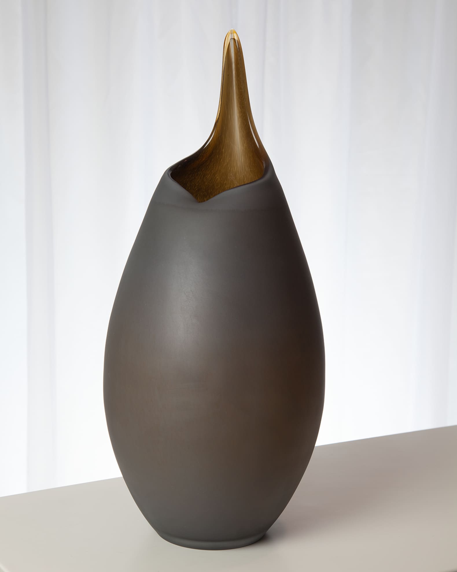Large Frosted Vase with Amber Casing 0