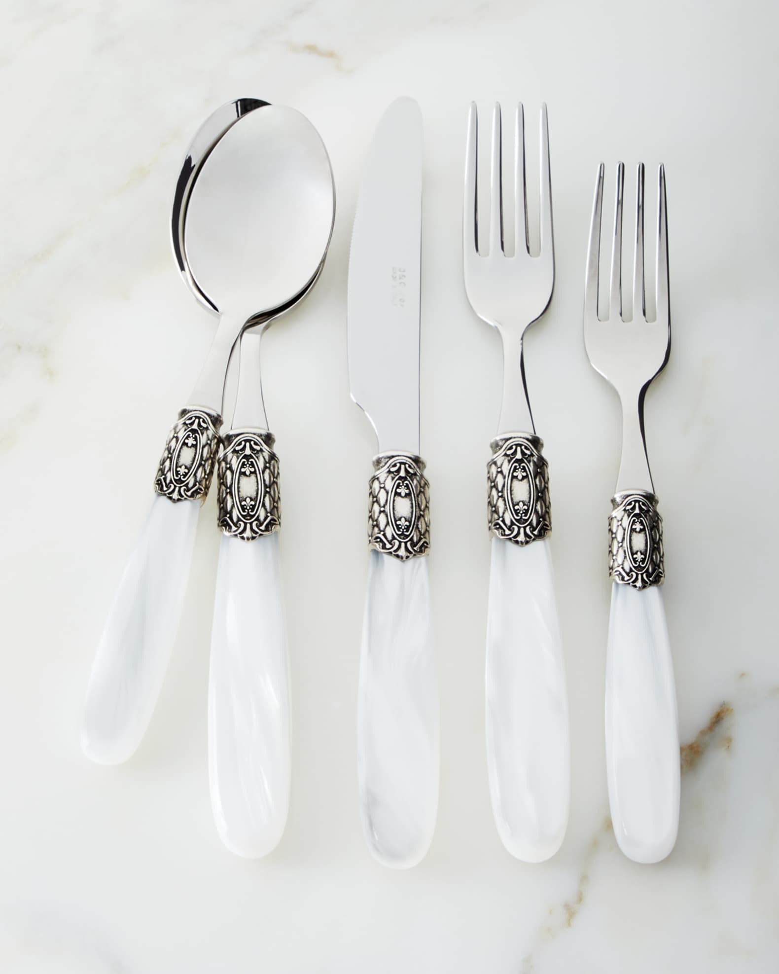 Neiman Marcus 20-Piece Victoria Shine Flatware Set, White