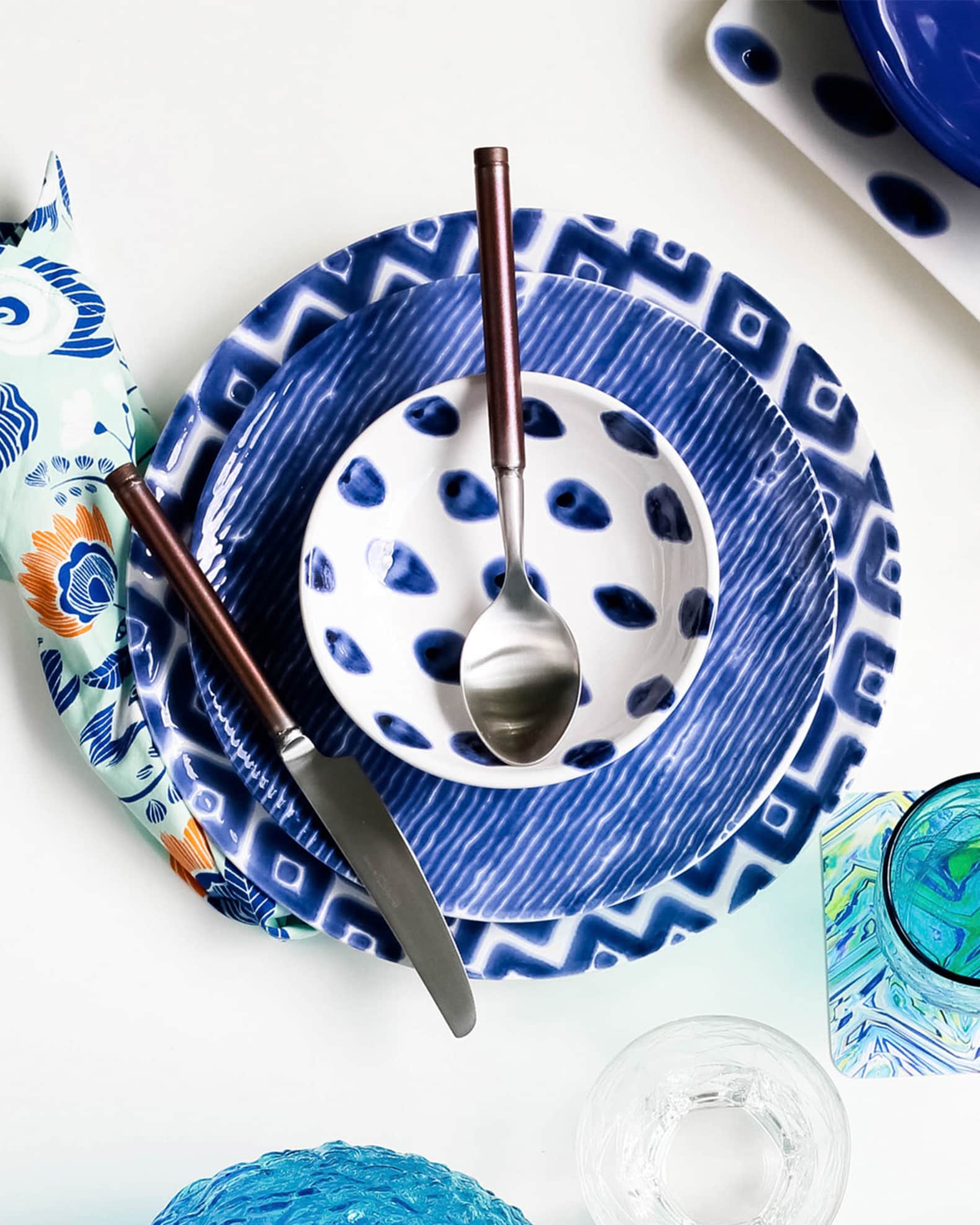 Vietri Santorini Stripe Salad Plate Neiman Marcus