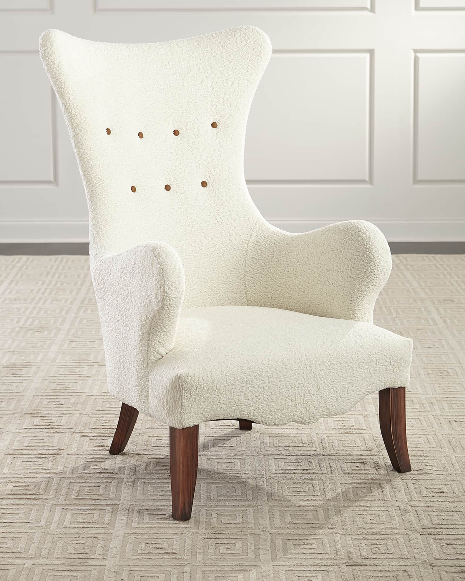 Old Hickory Tannery Ariana Faux Sheepskin Wing Chair | Neiman Marcus