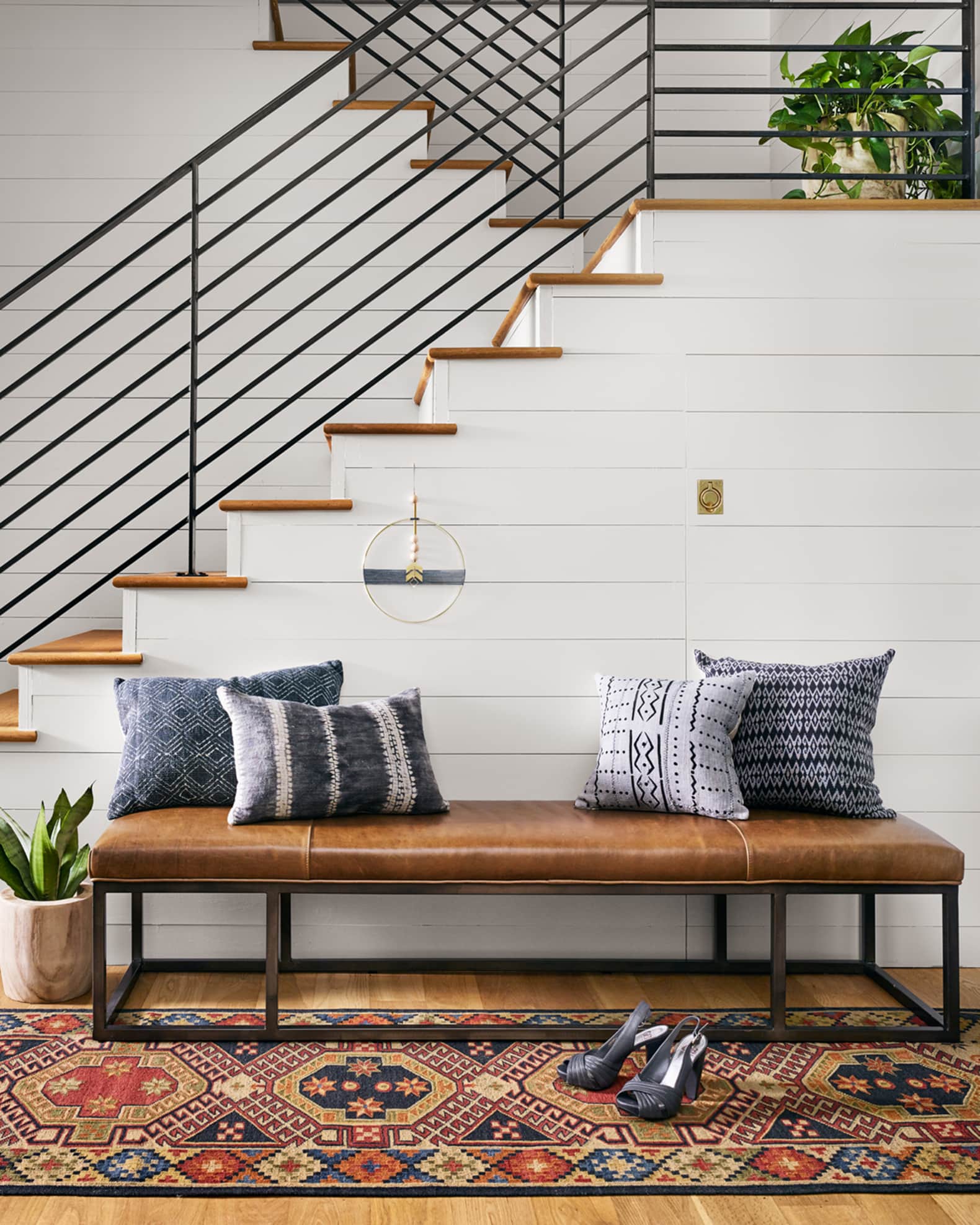 Beaumont Leather Bench 0