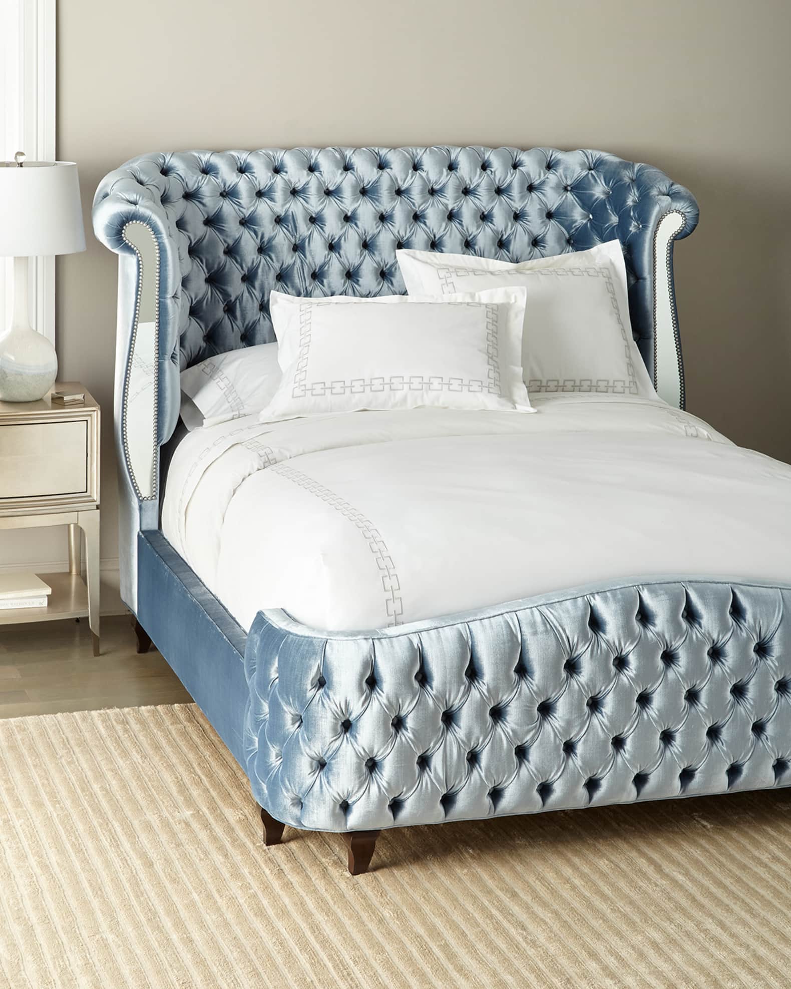 Brigitte Tufted Mirror Panel King Bed 1