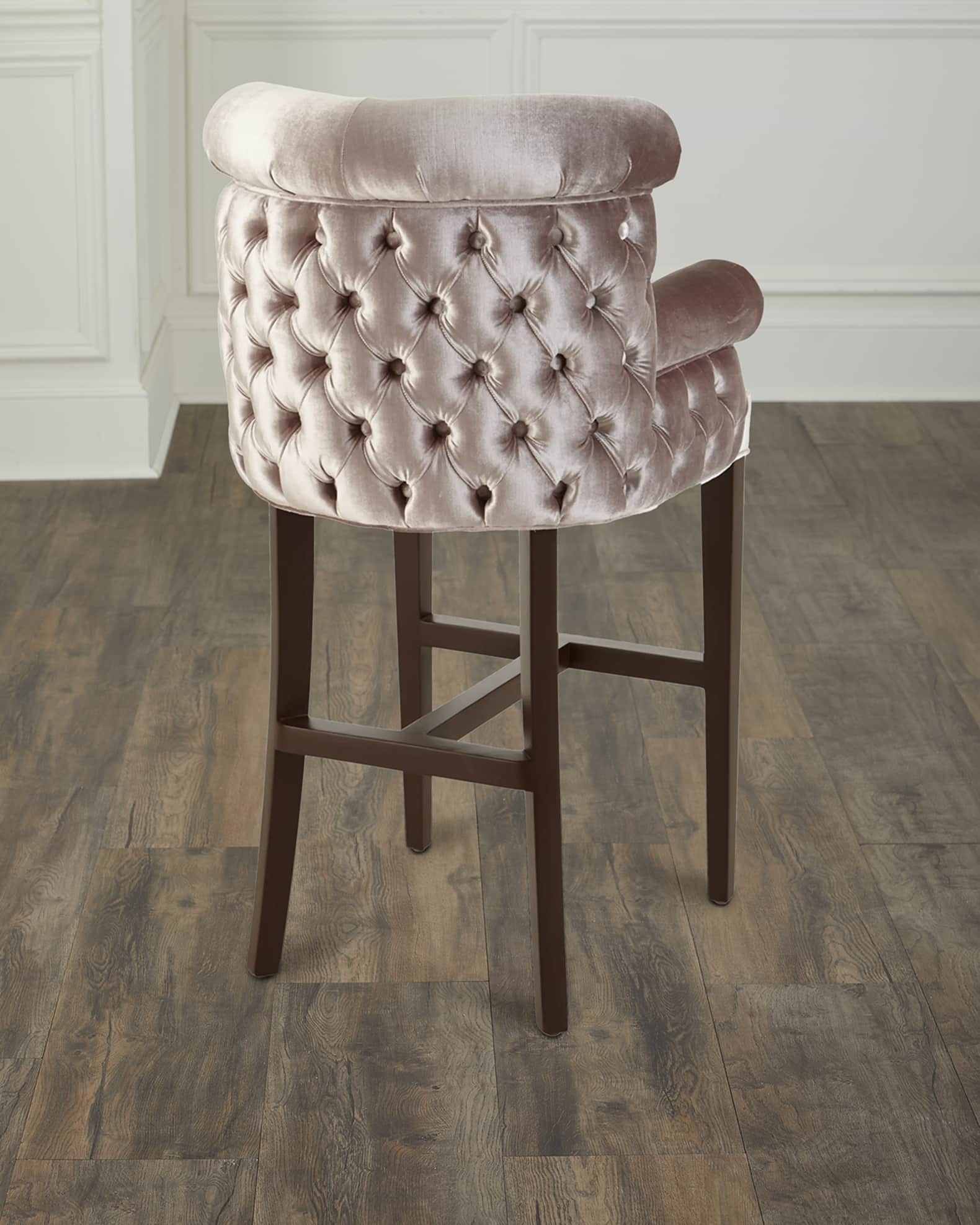 Eva Mirror Trim Velvet Barstool