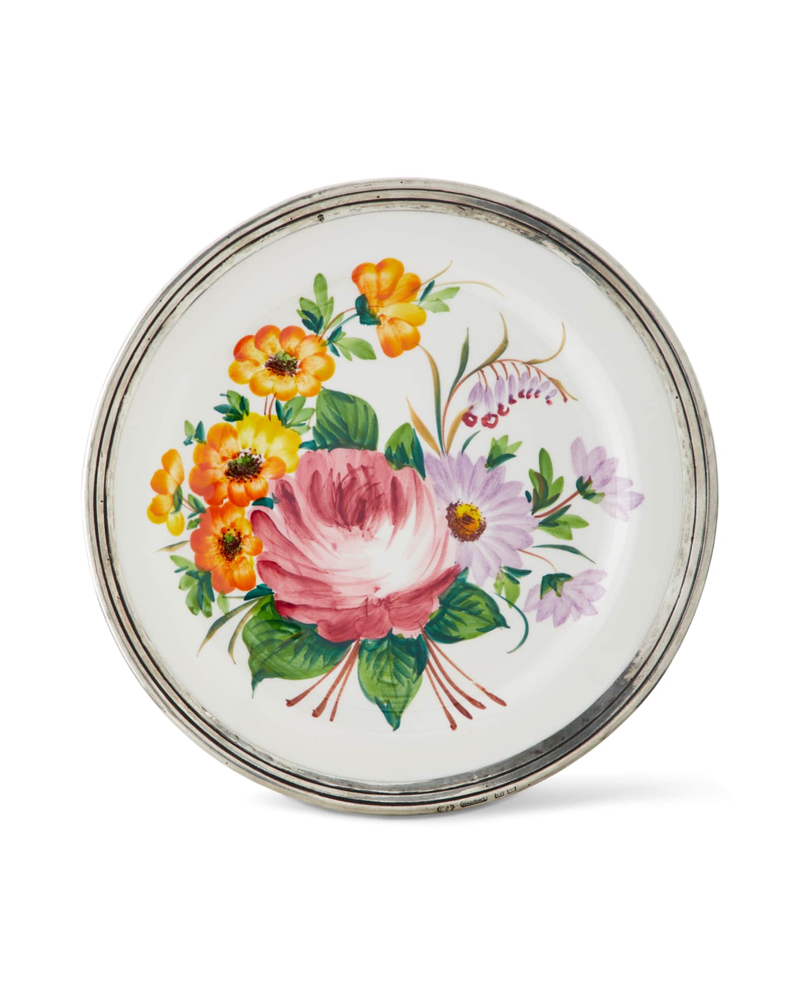 Floral Pewter & Ceramic Dinner Plate 0