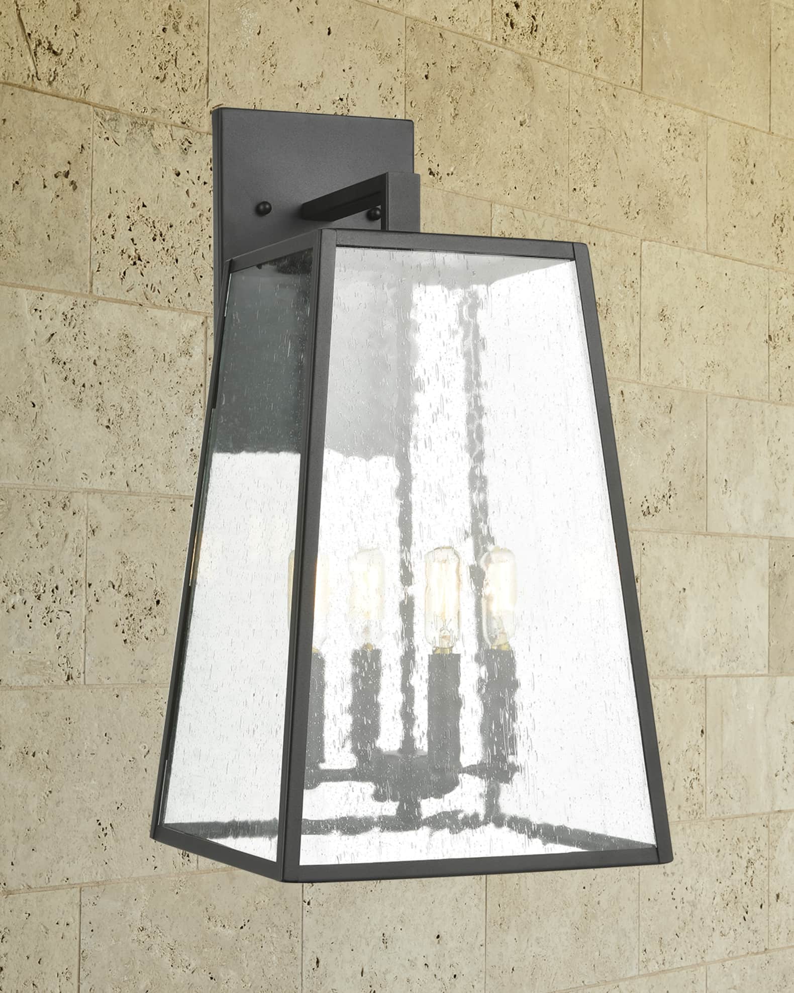 Meditterano 4-Light Outdoor  Sconce in Charcoal with Seedy Glass 0