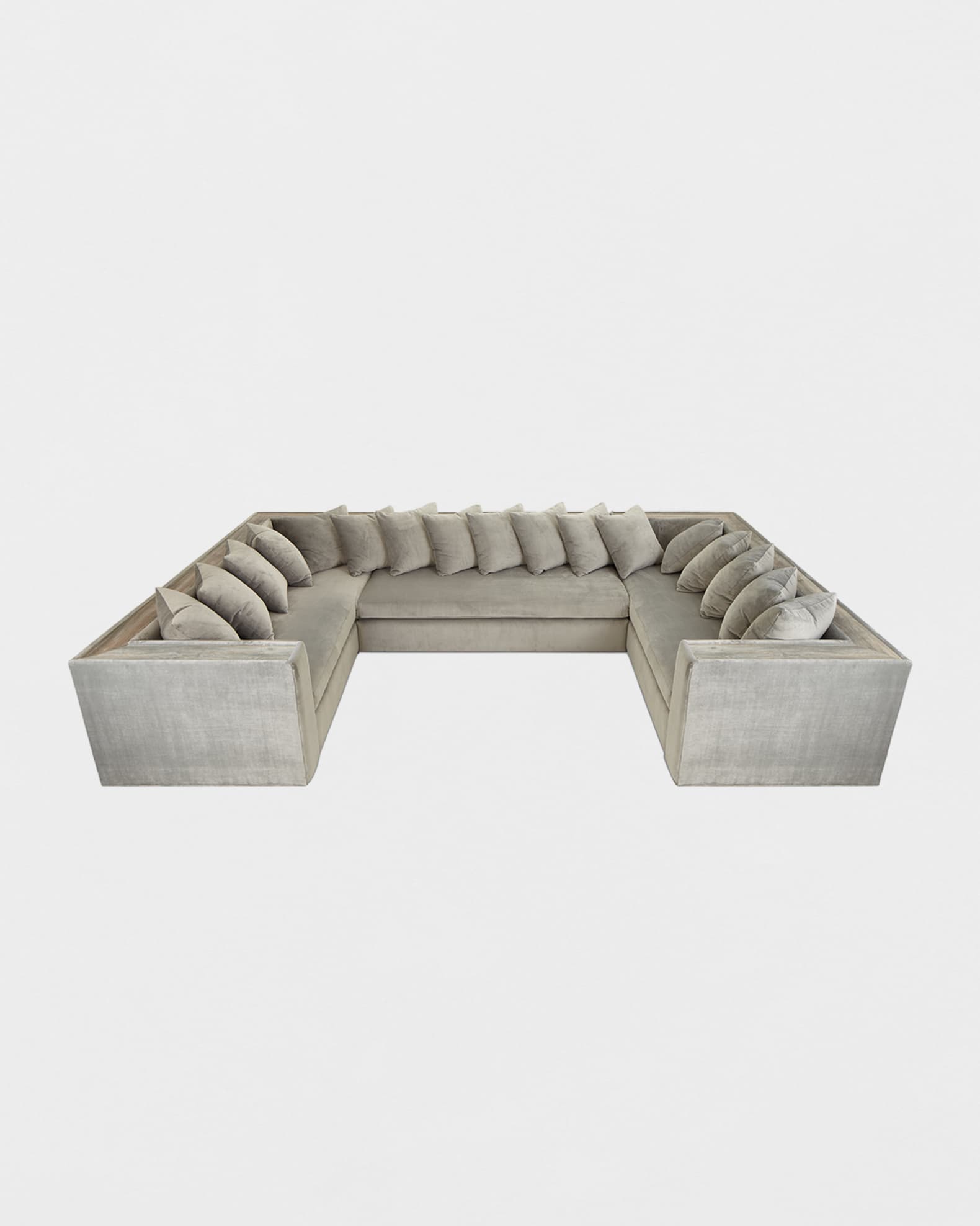 Donovan Tile Trimmed Sectional Sofa with 17 Pillows 0
