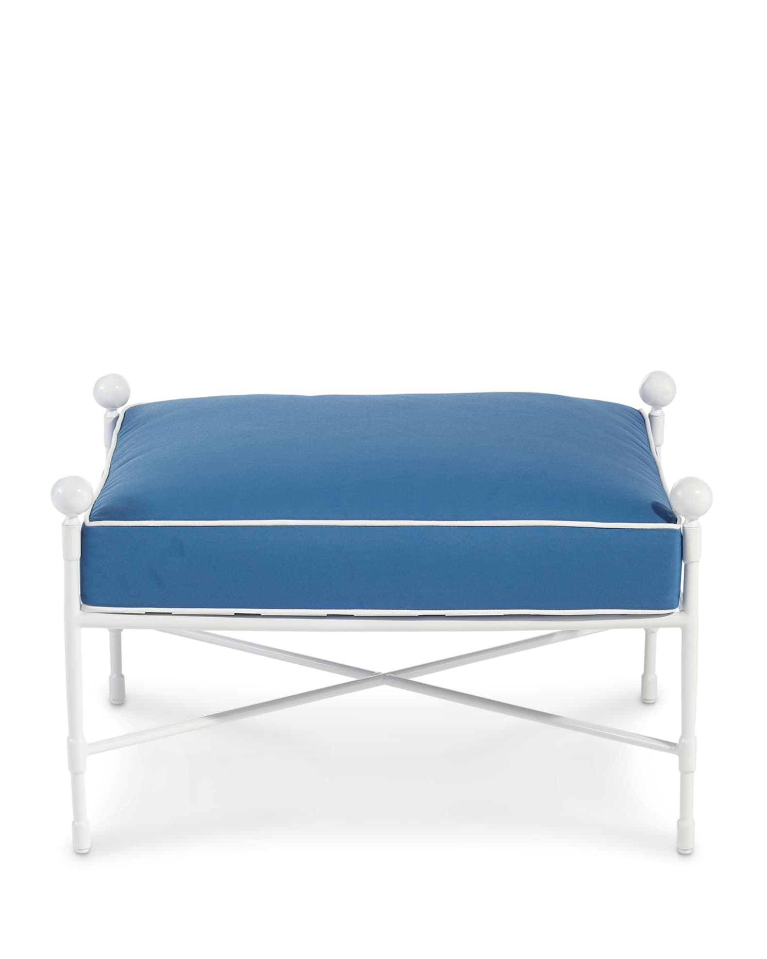 Avery Ottoman, White/Blue 1