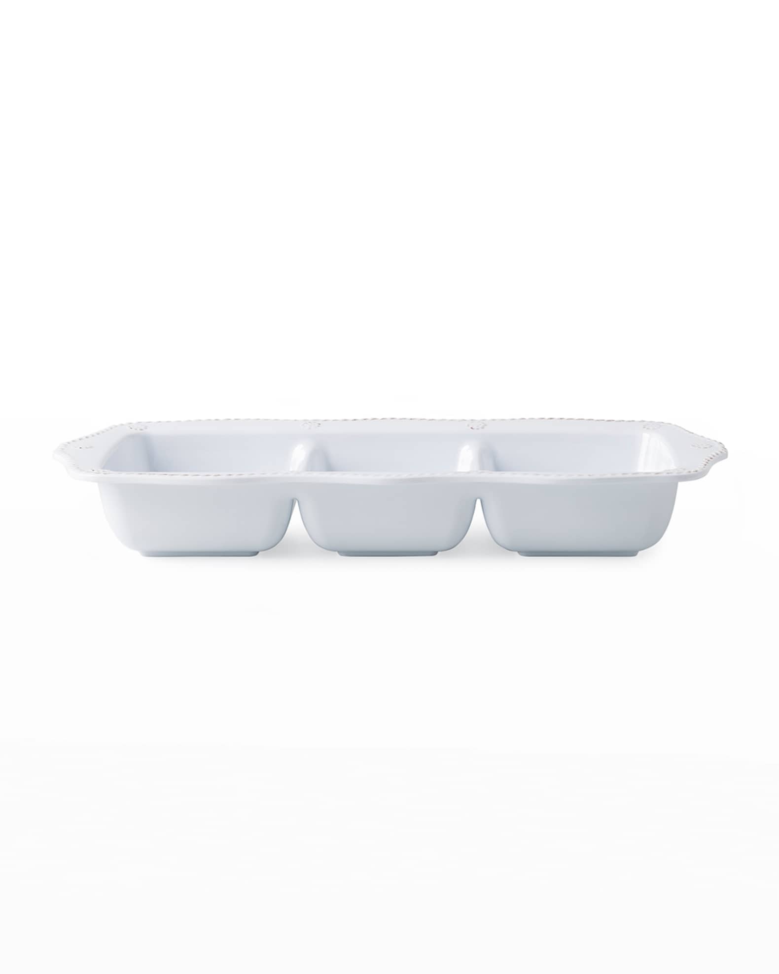 Berry & Thread Melamine 14" Triple Section Server - Whitewash 0