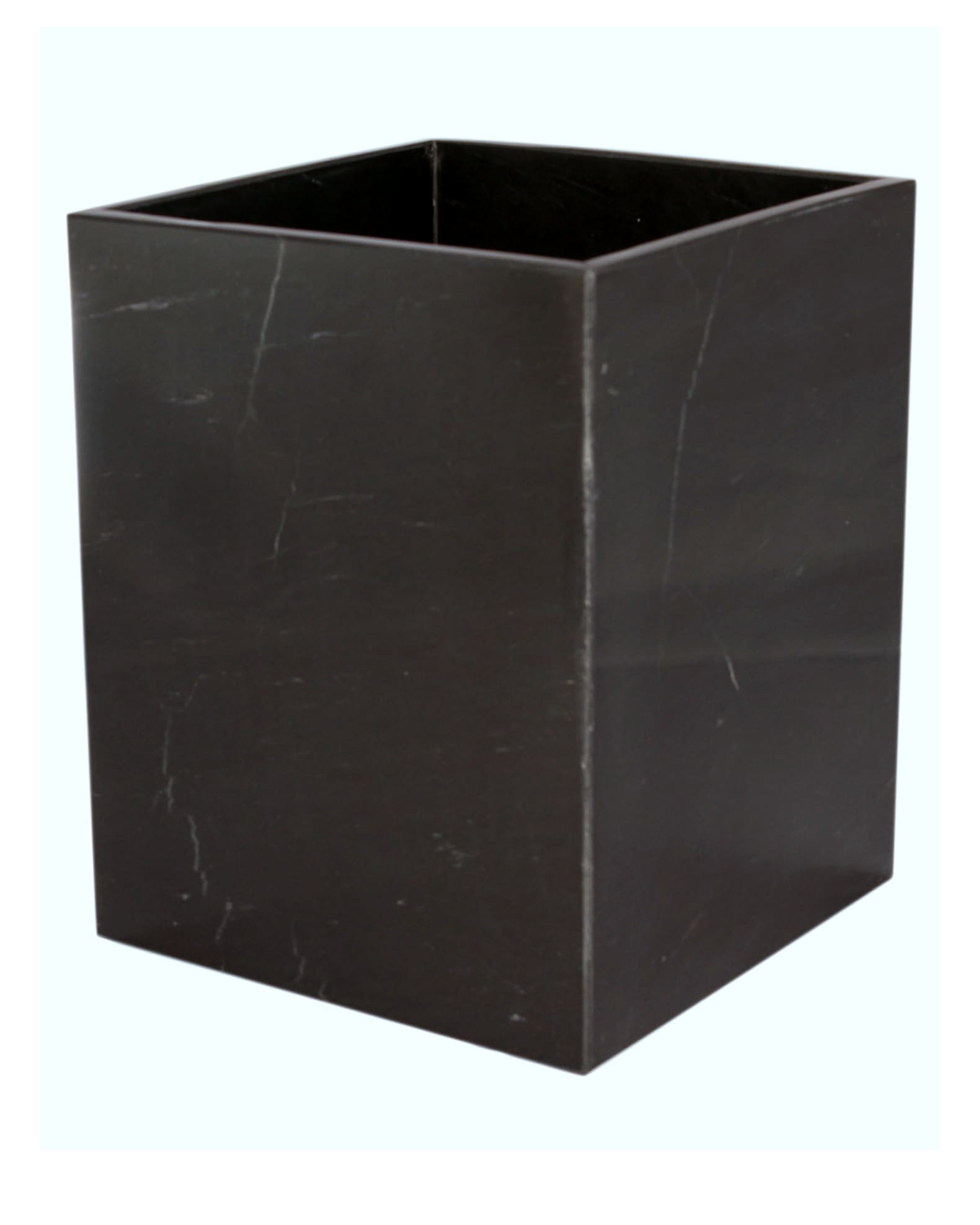 Marble Crafter Myrtus Collection Jet Black Marble Wastebasket w/ Liner