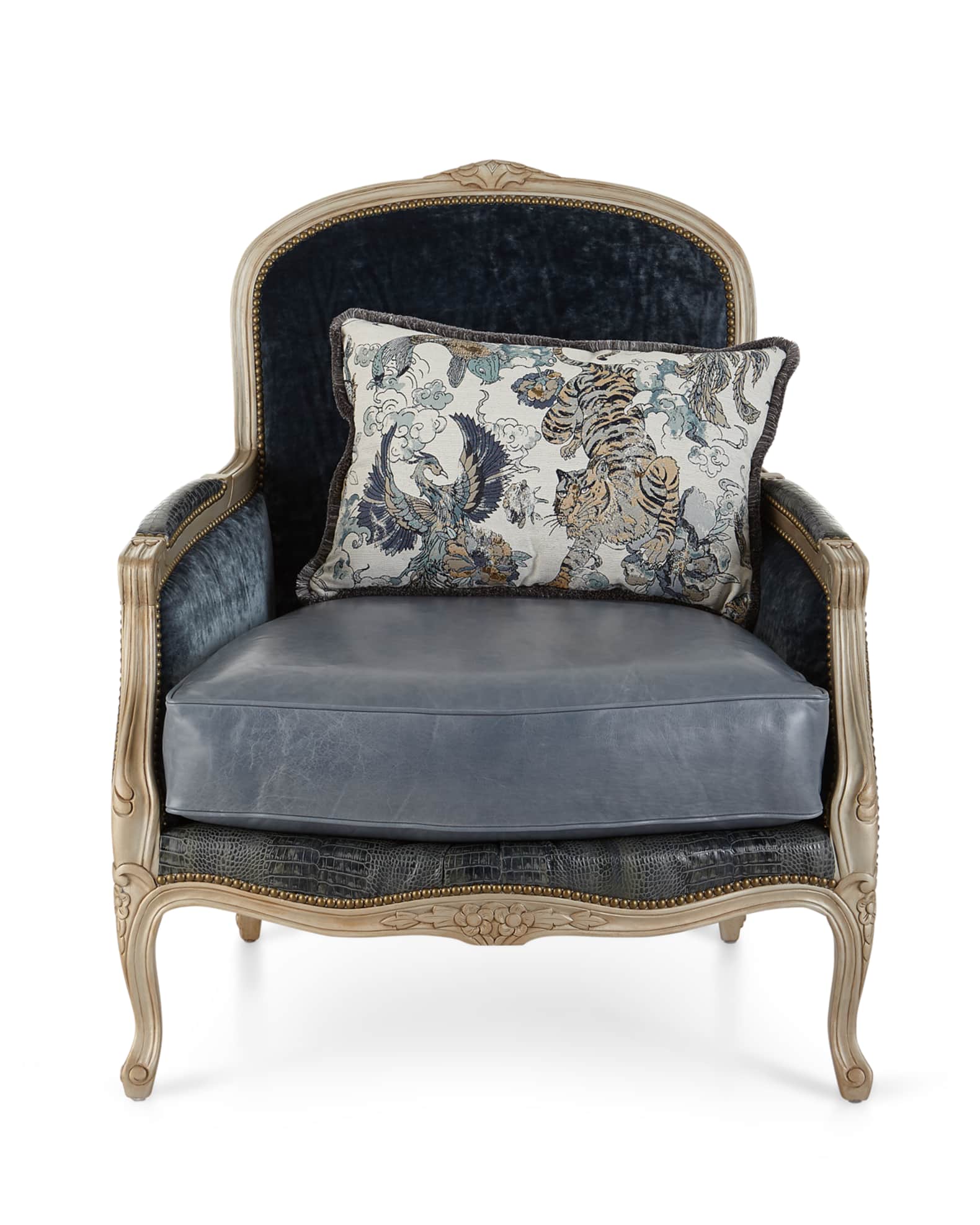 Massoud Larabee Leather Bergere Chair | Neiman Marcus