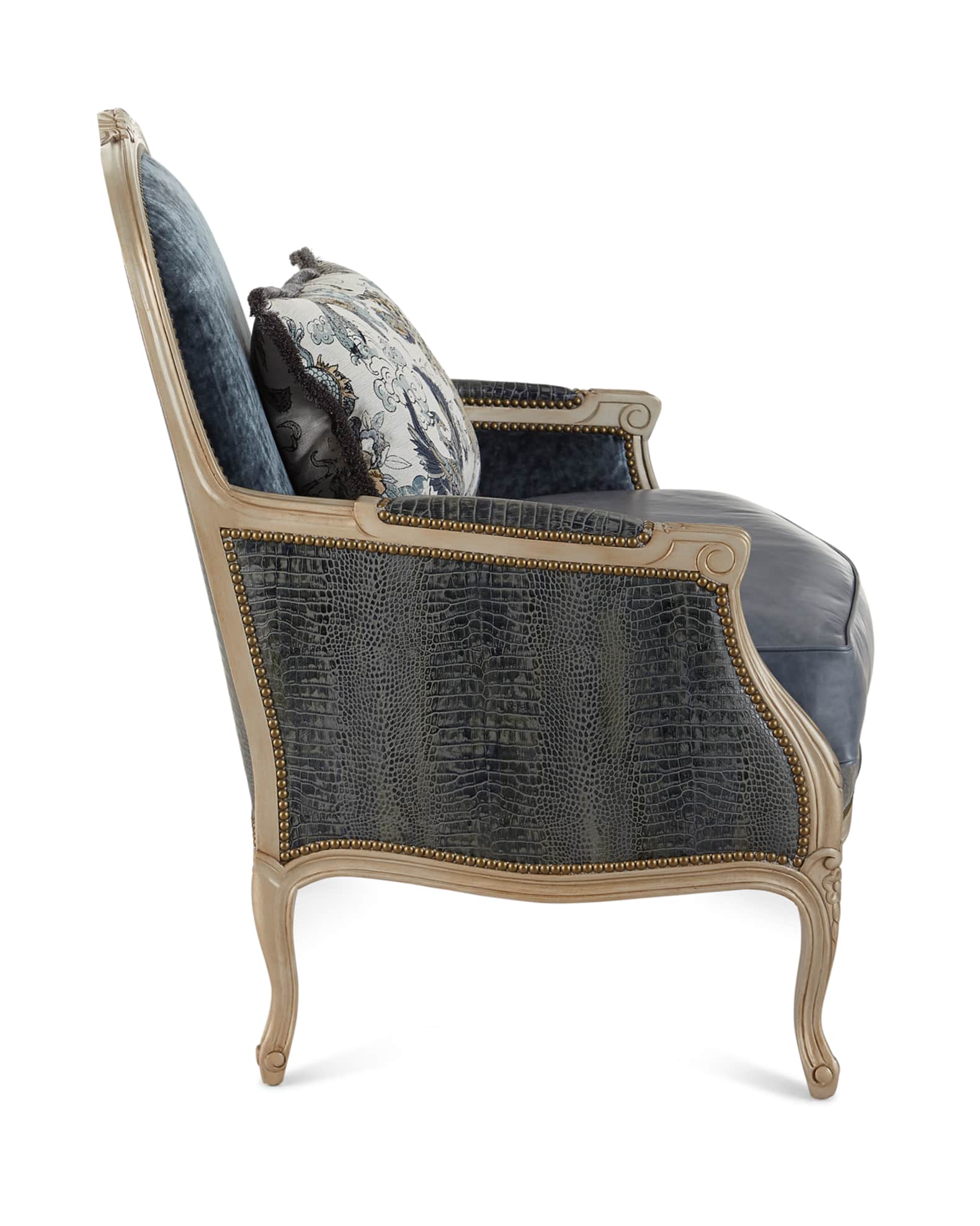 Massoud Larabee Leather Bergere Chair | Neiman Marcus