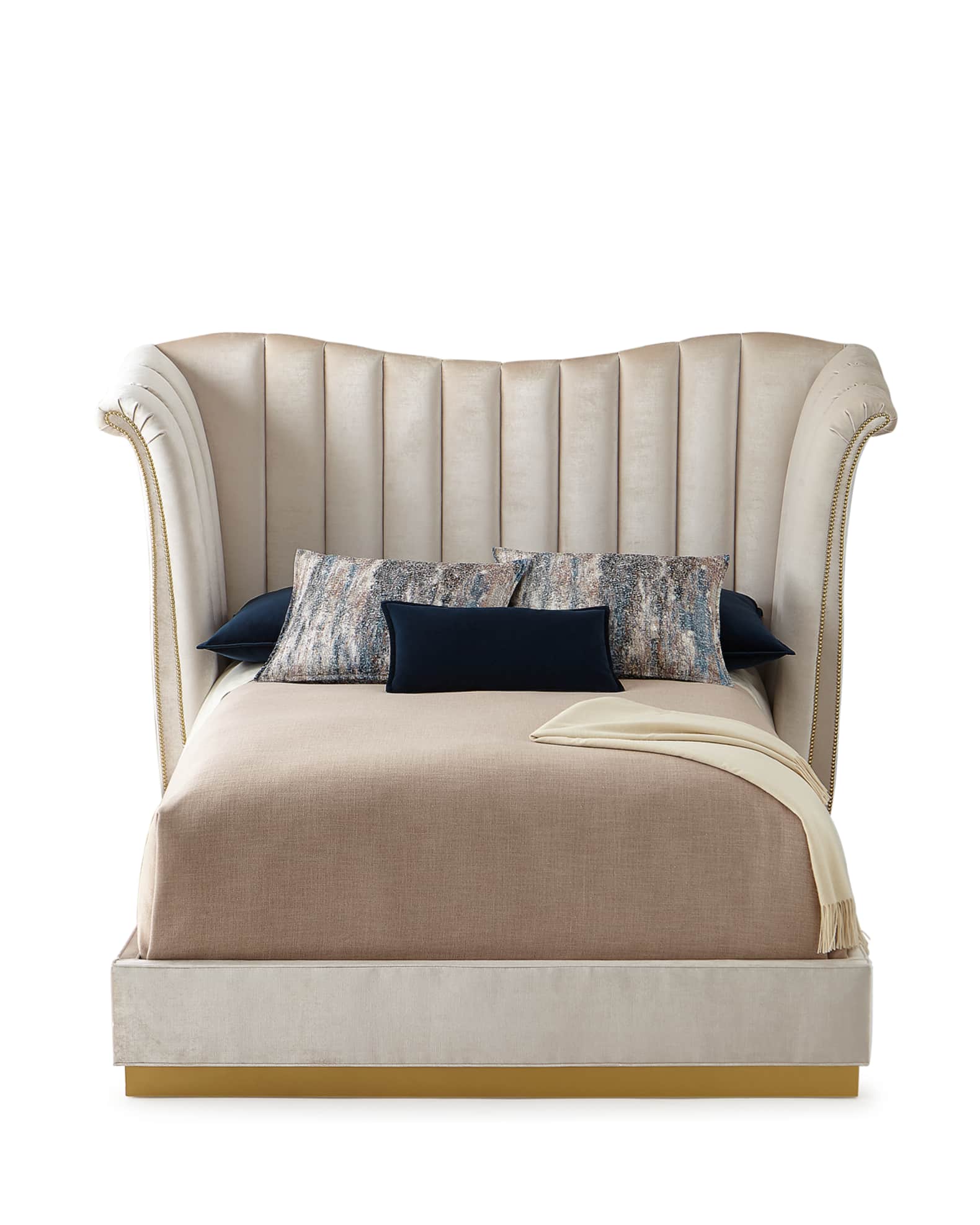 Moira Snow Channel-Tufted Queen Bed 0