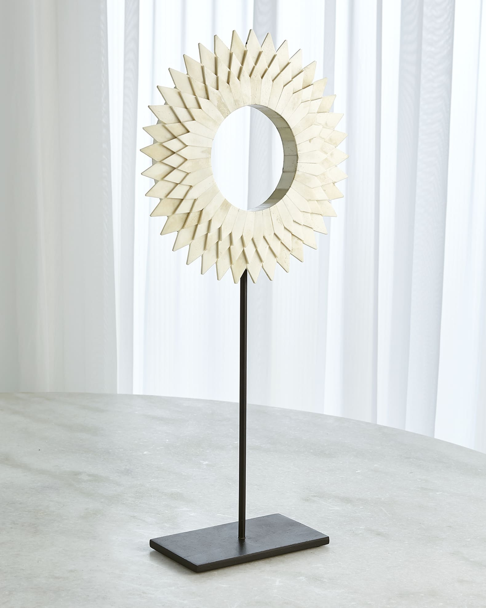 Large Three Layer Bone Sunburst Mounted Ring Sculpture 1
