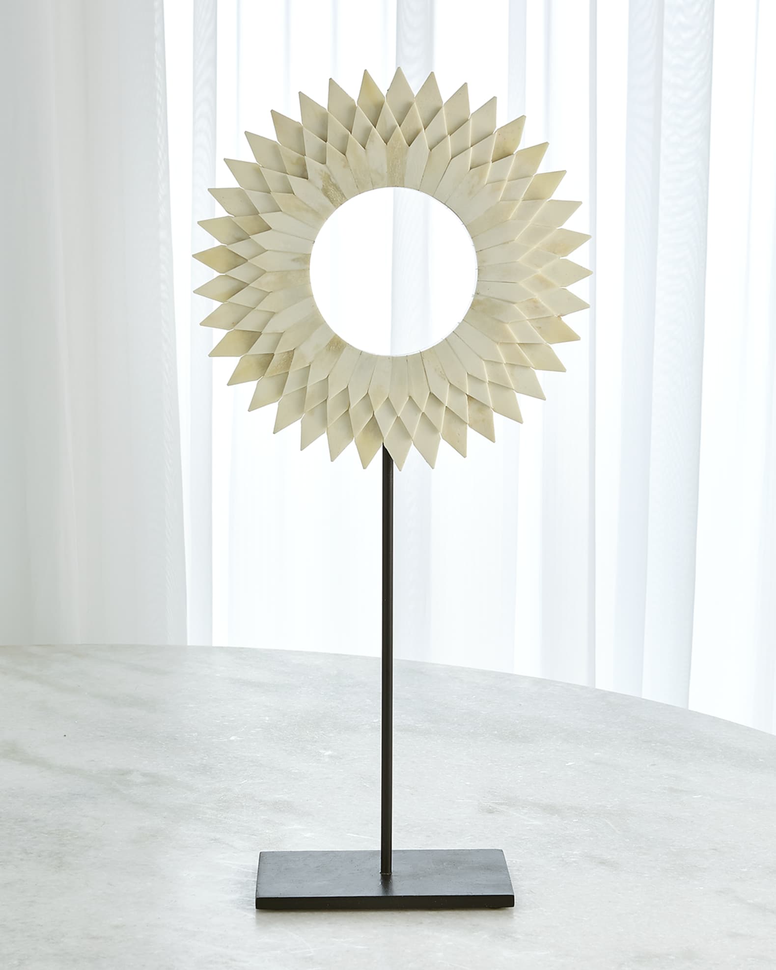 Large Three Layer Bone Sunburst Mounted Ring Sculpture 0