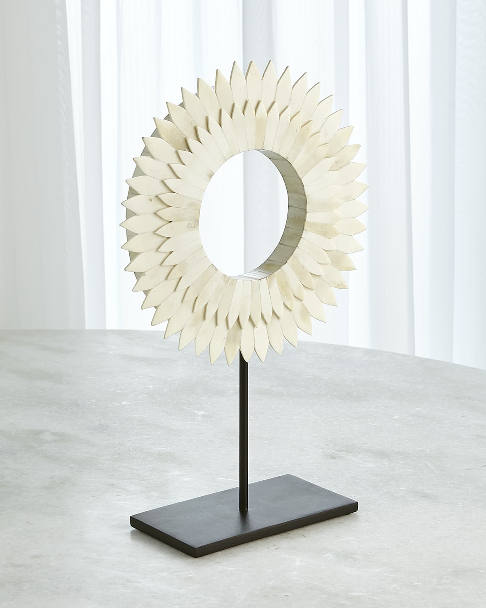 Small Two Layer Bone Sunburst Mounted Ring Sculpture 1