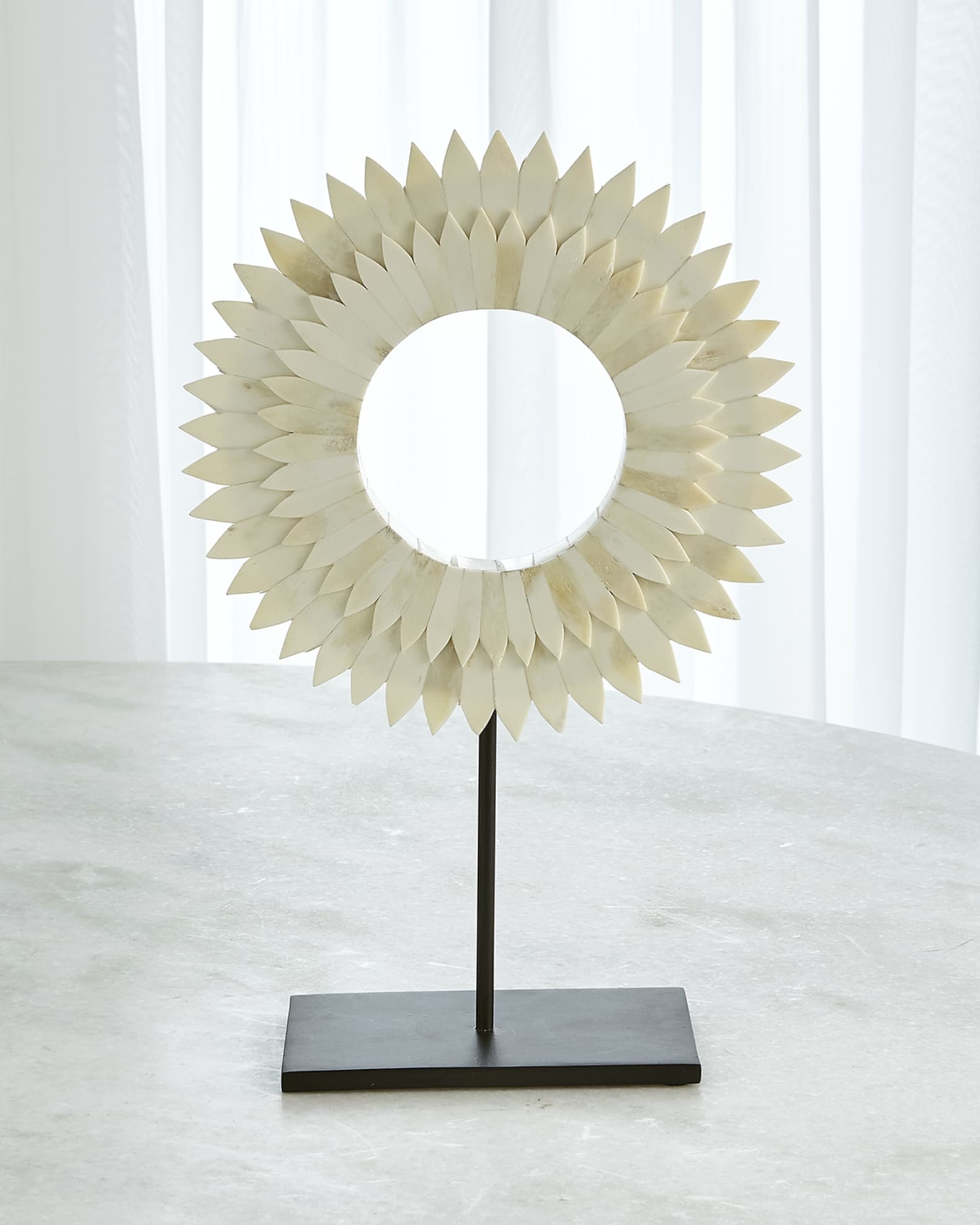 Small Two Layer Bone Sunburst Mounted Ring Sculpture 0