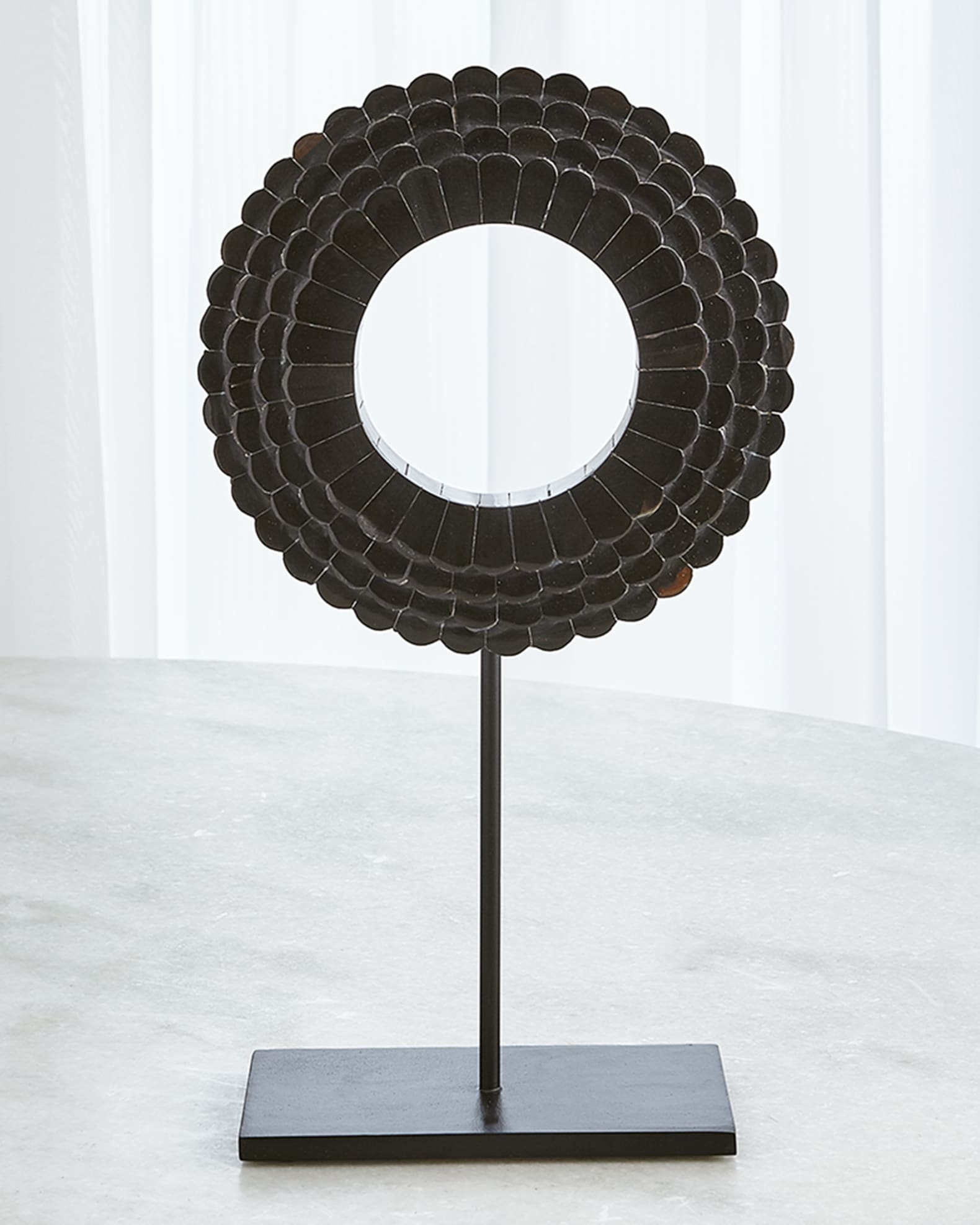 Small Four Layer Horn Scalloped Mounted Ring Sculpture 0