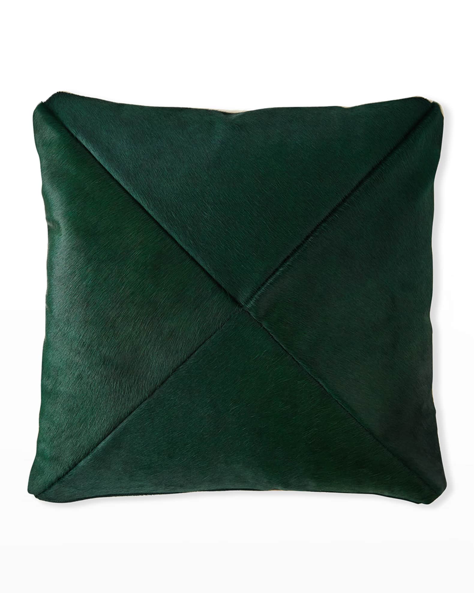 Mitered Hair Hide Pillow, 22"Sq. 1