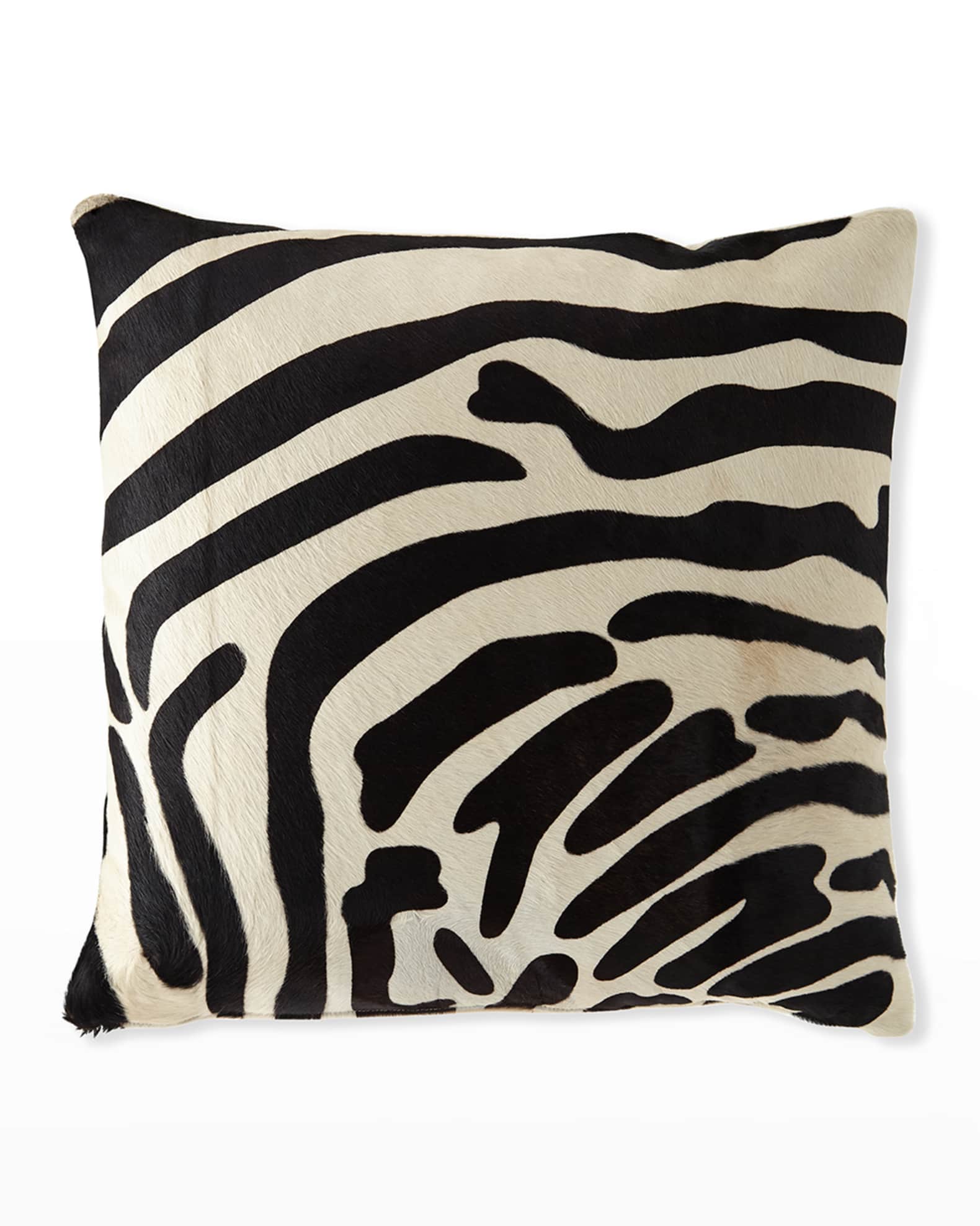 Hair Hide Zebra Pillow, 22"Sq. 1