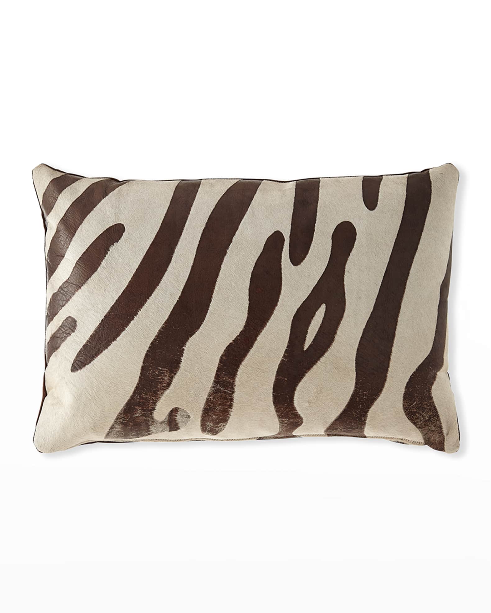 Massoud Hair Hide Zebra Pillow, 23" x 15"