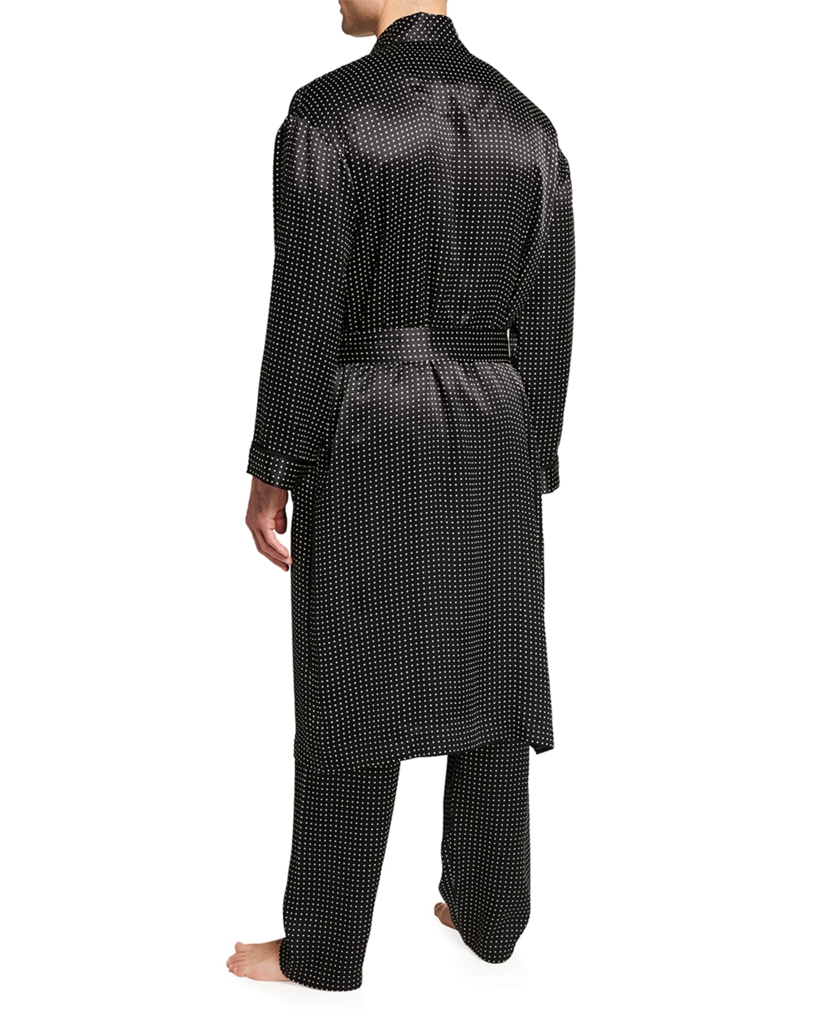 Men's Silk Dot Shawl Robe 1