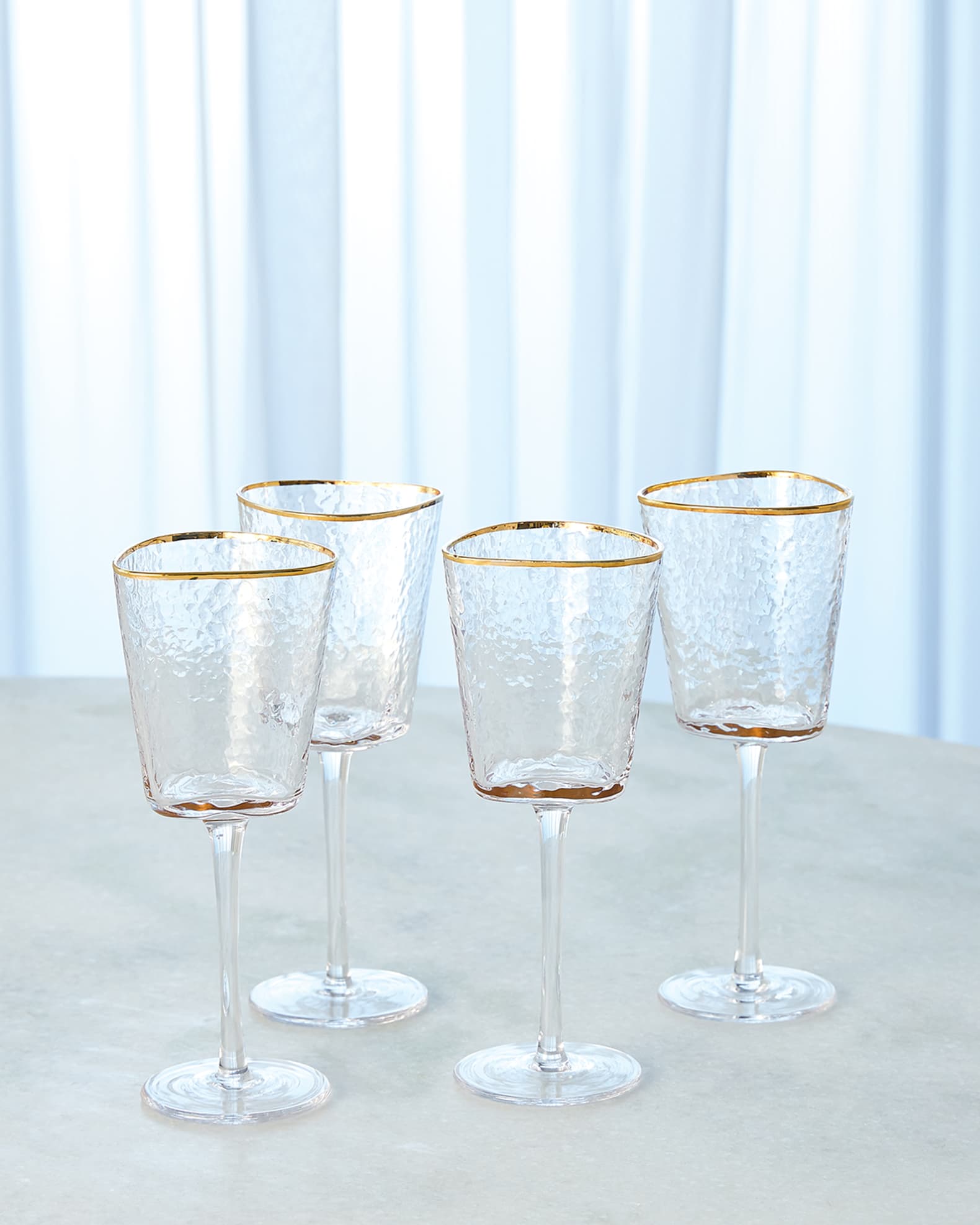 Gold Rimmed Wide Mouth Crystal Red Wine Glasses