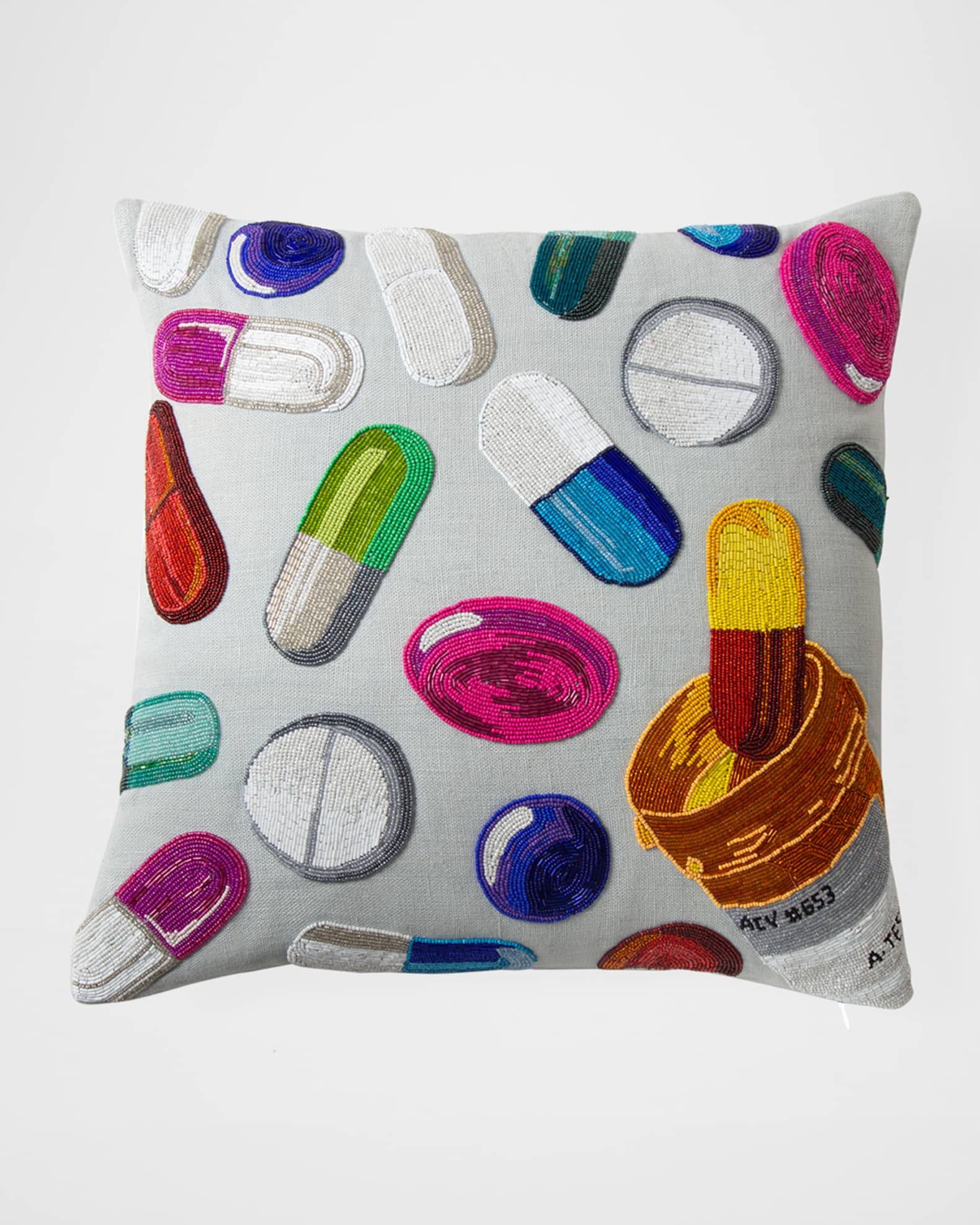 Jonathan Adler Happy Pills Beaded Pillow Neiman Marcus