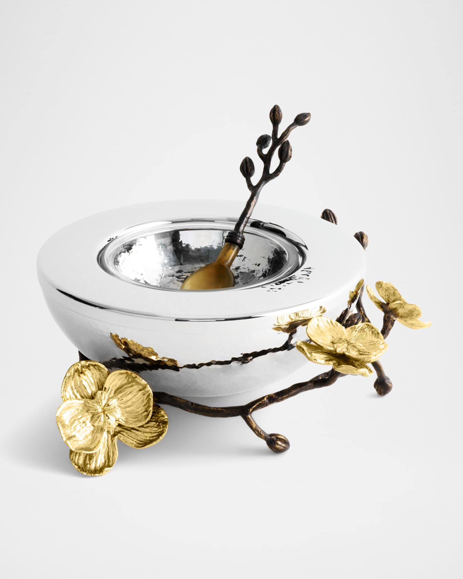 Gold Orchid Caviar Dish with Spoon 1