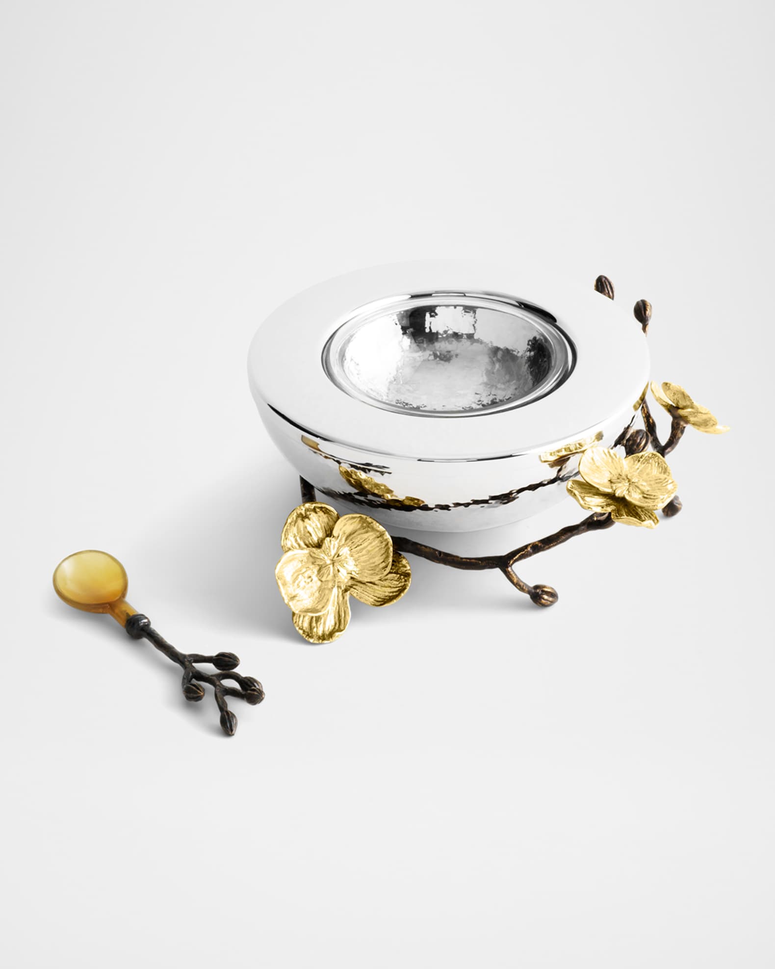 Michael Aram Gold Orchid Caviar Dish with Spoon | Neiman Marcus