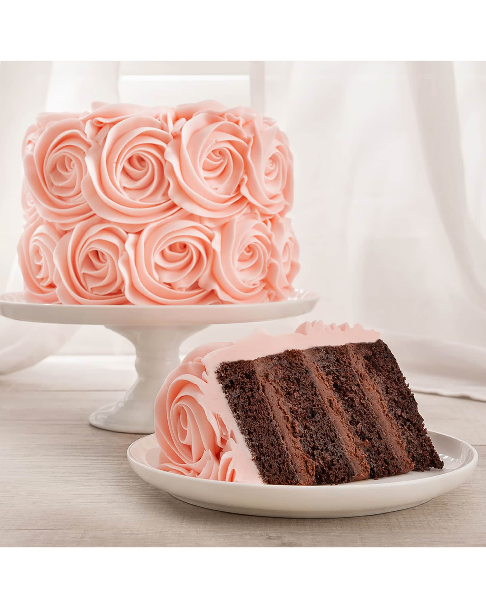 Pink Rose Chocolate 4-Layer Cake, Serves 8-10 0